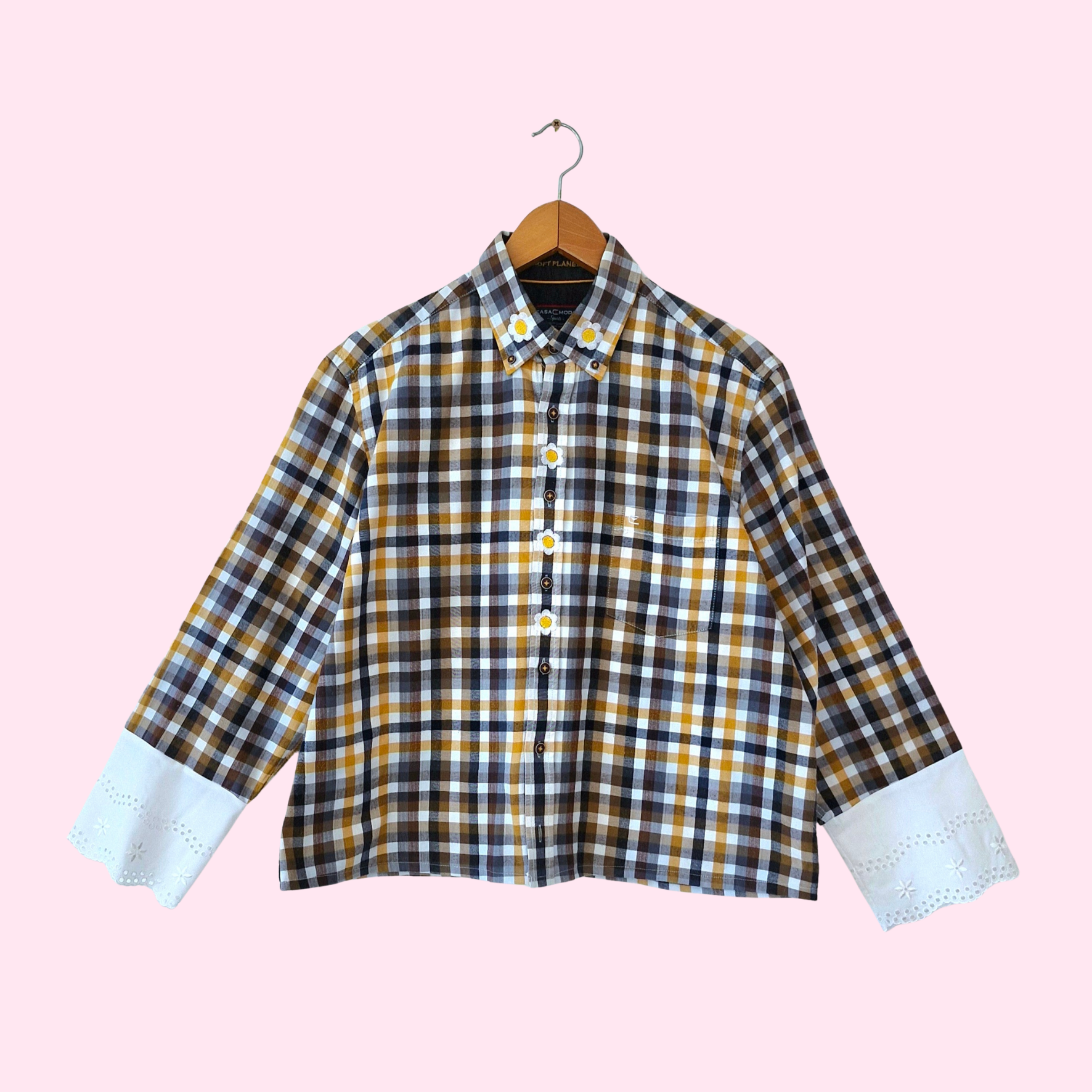 Chemise création - Carreaux et fleurs