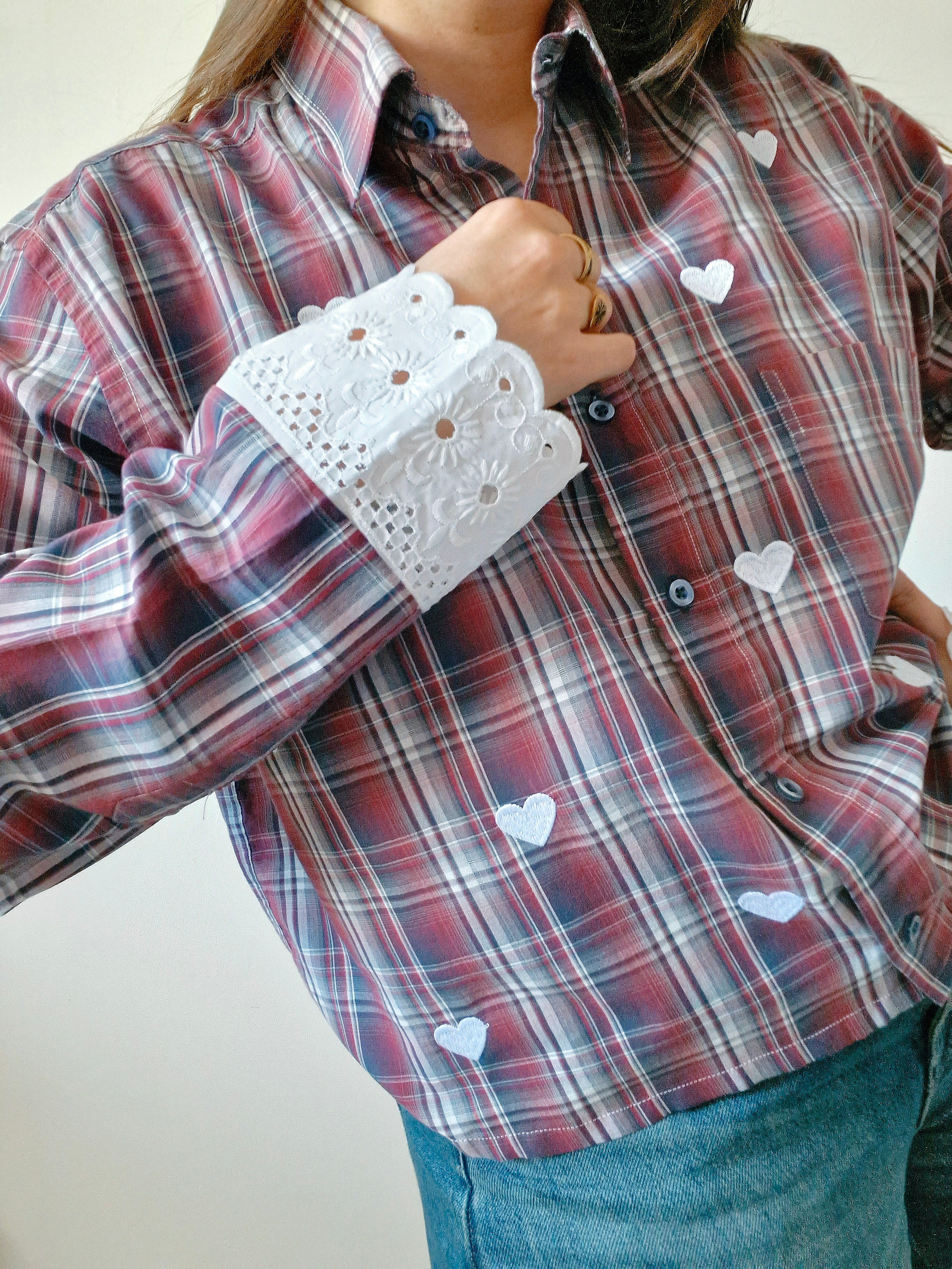 Chemise creation brodées – coeur et broderie