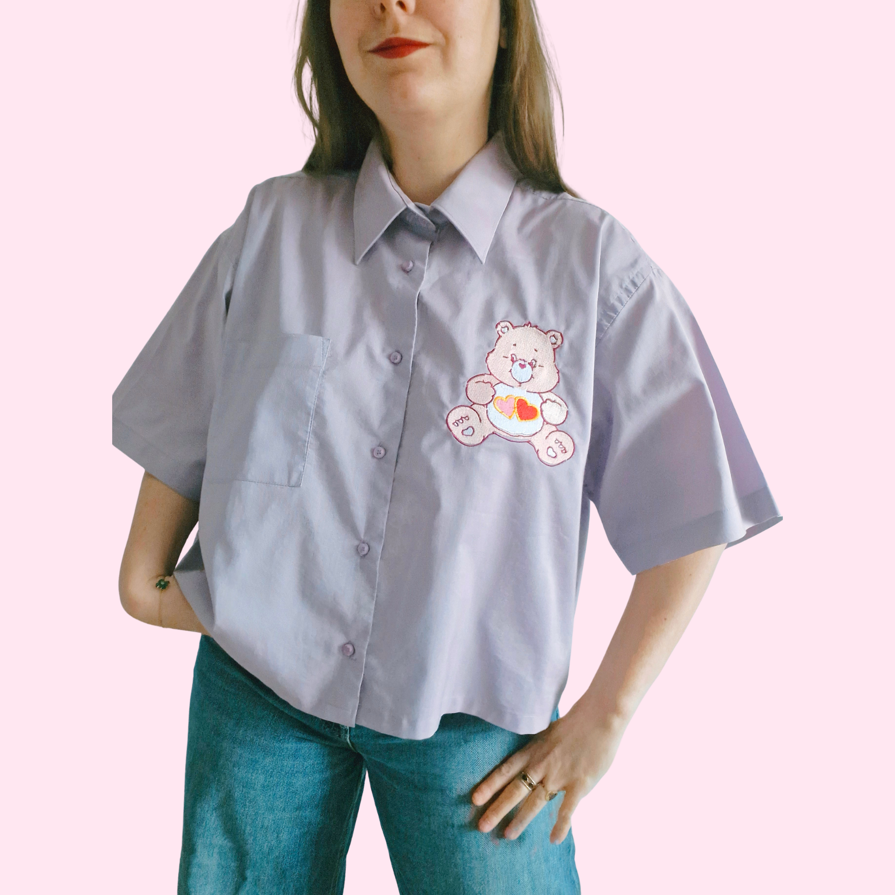 Chemise création  Ours rose