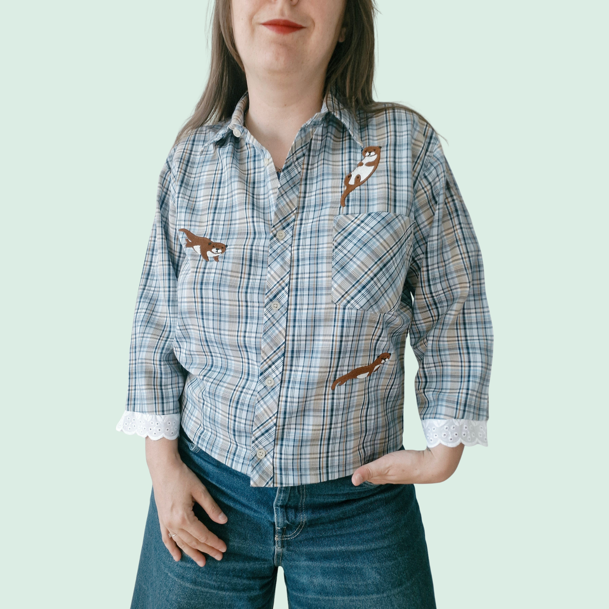 chemise bleu loutre de rivière