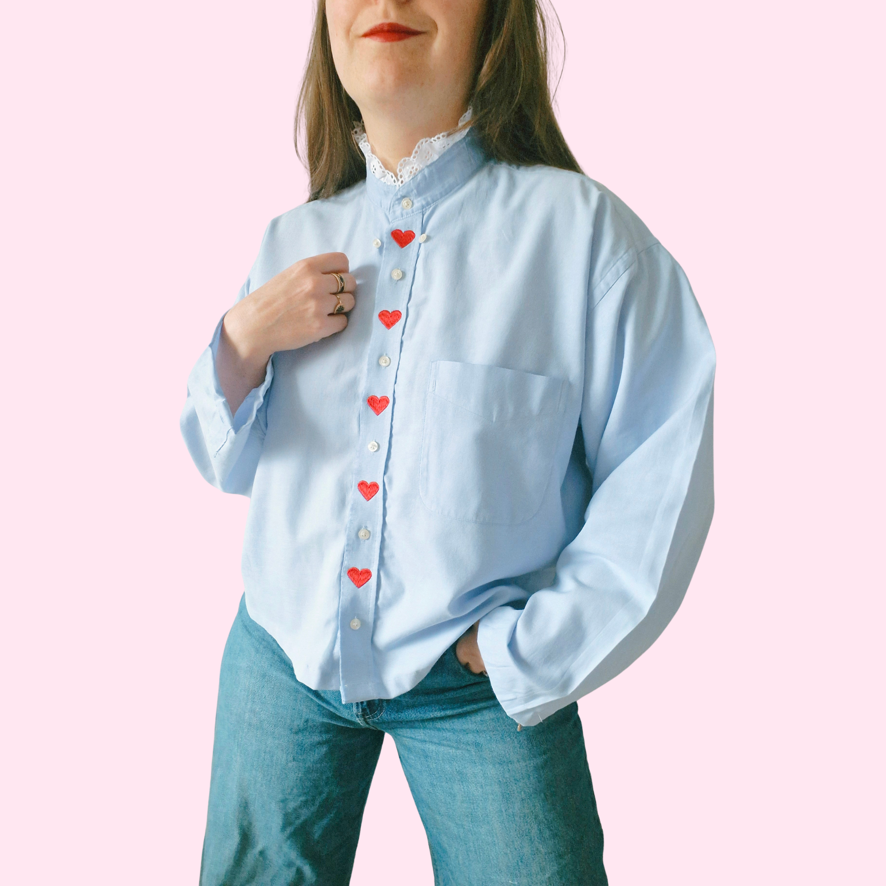 Chemise création - Coeur col montant