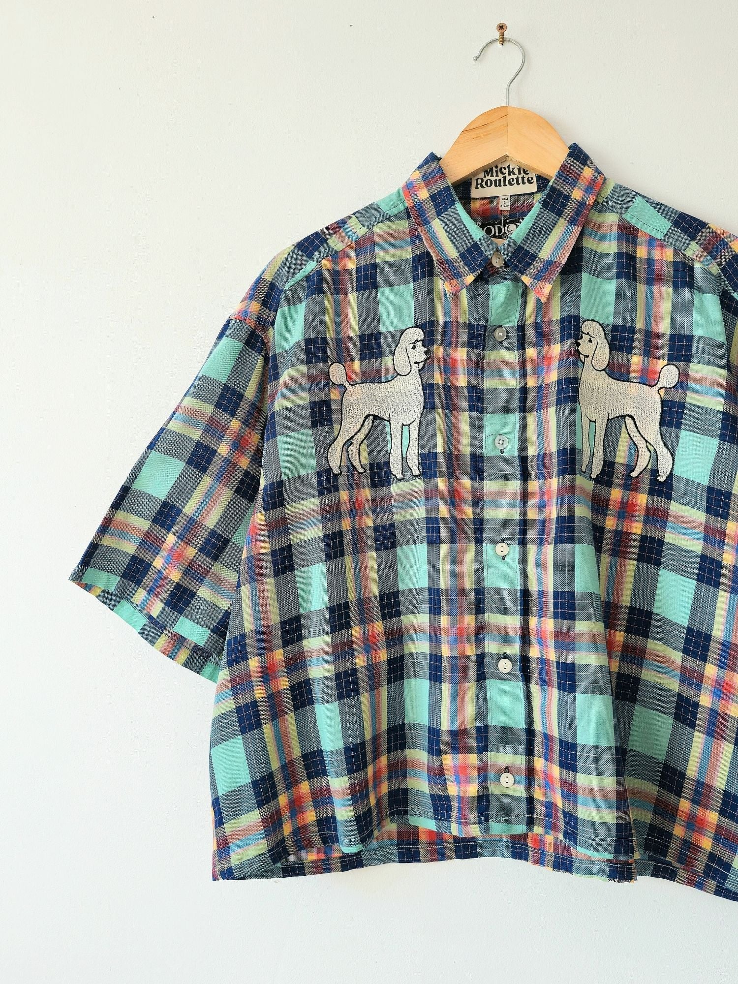 Chemise creation brodée – Caniches carreaux