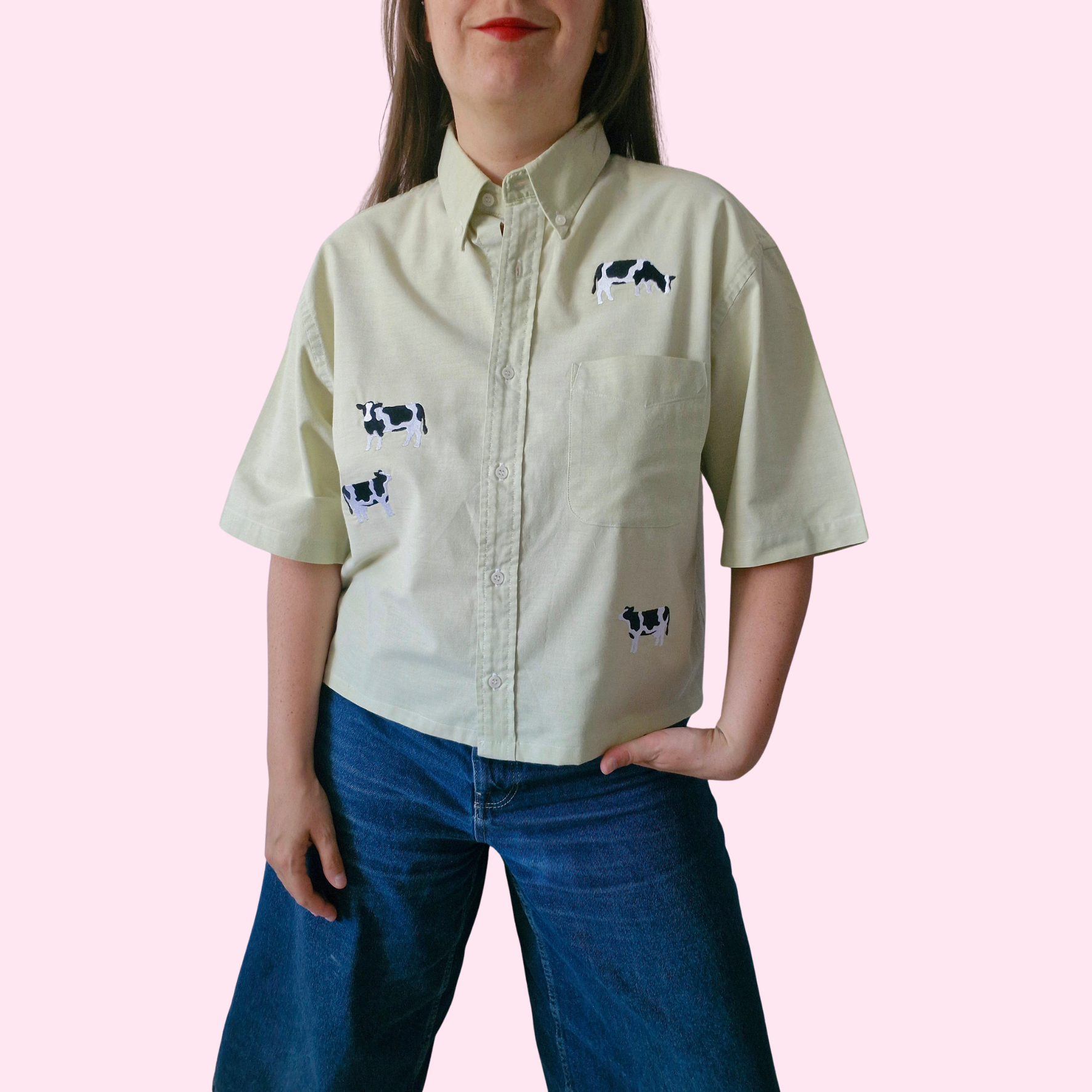 chemise vaches & vert anis