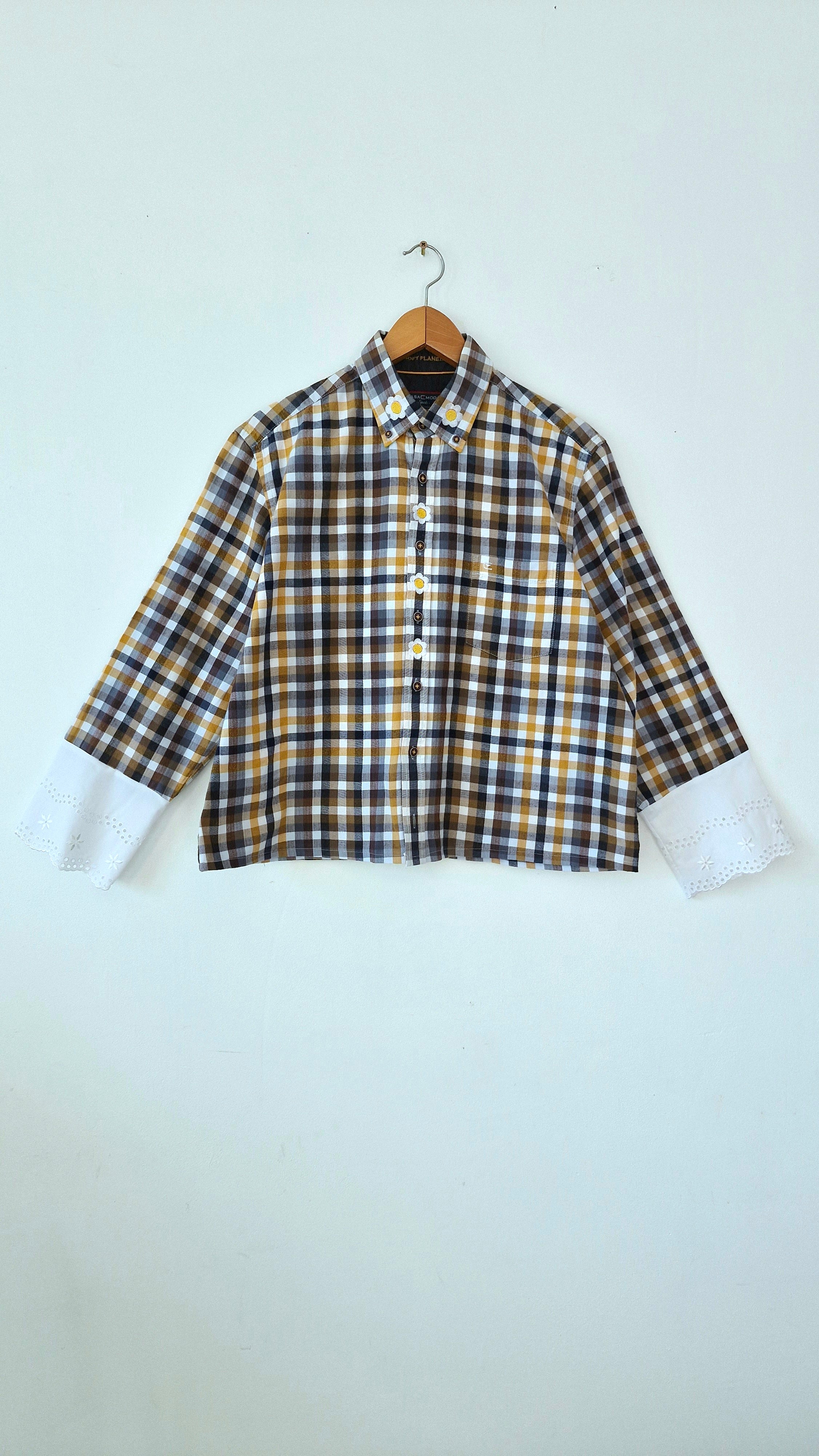 Chemise création - Carreaux et fleurs