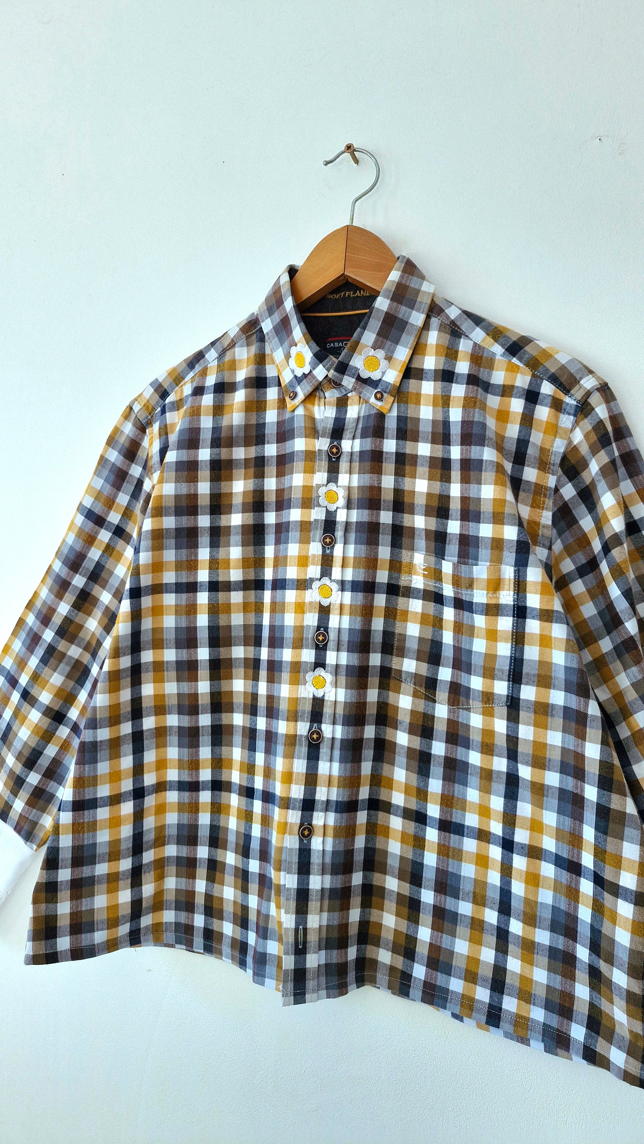 Chemise création - Carreaux et fleurs