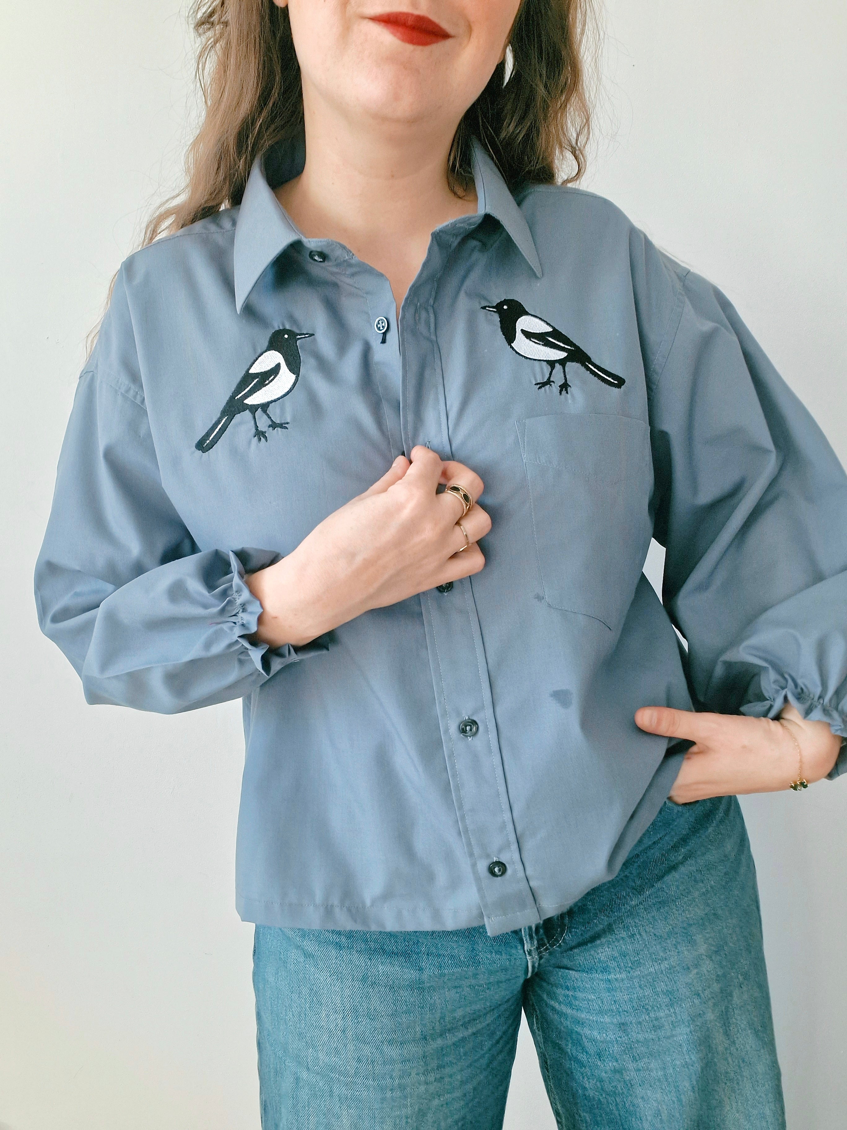 Chemise création - Les pies