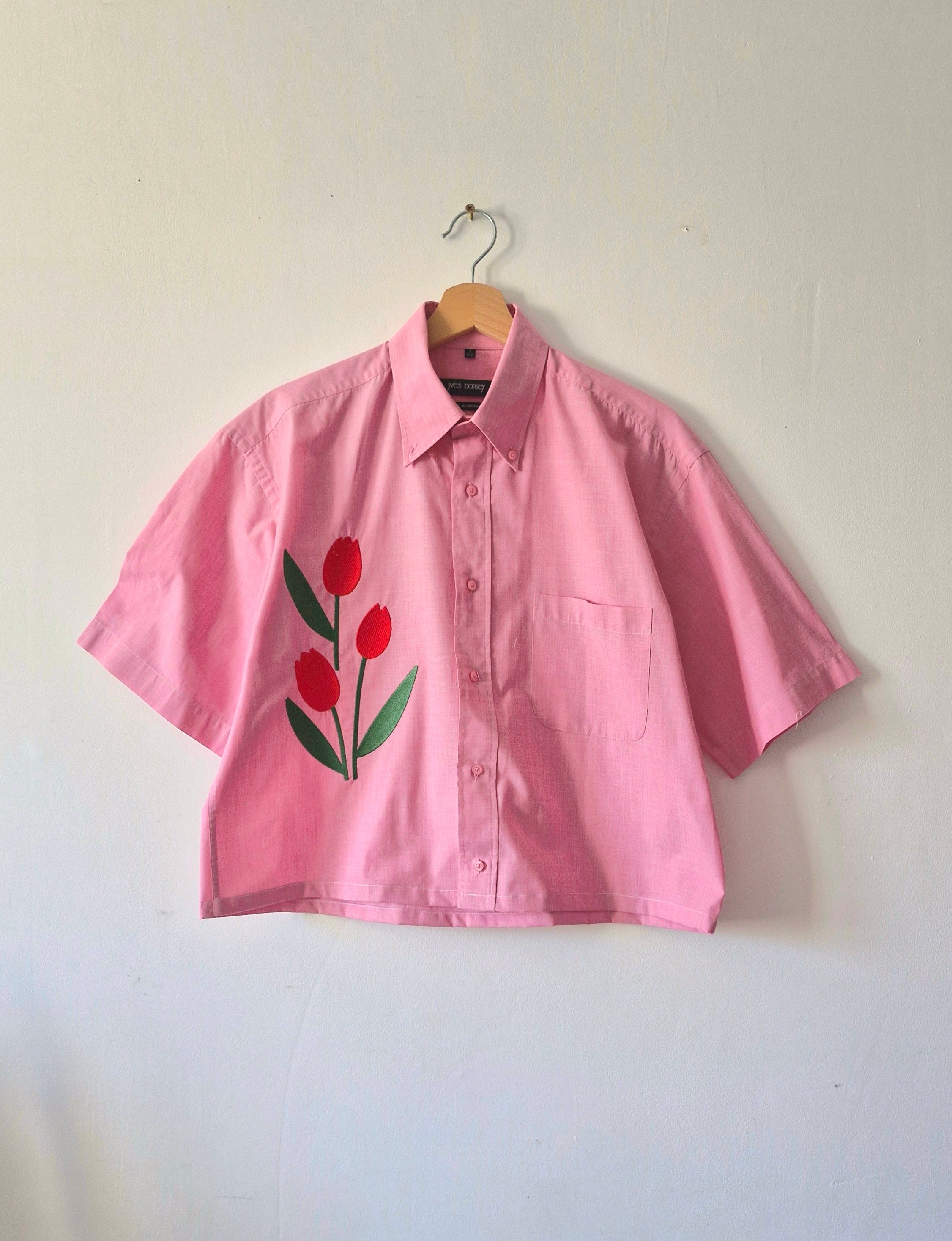 chemise rose tulipes