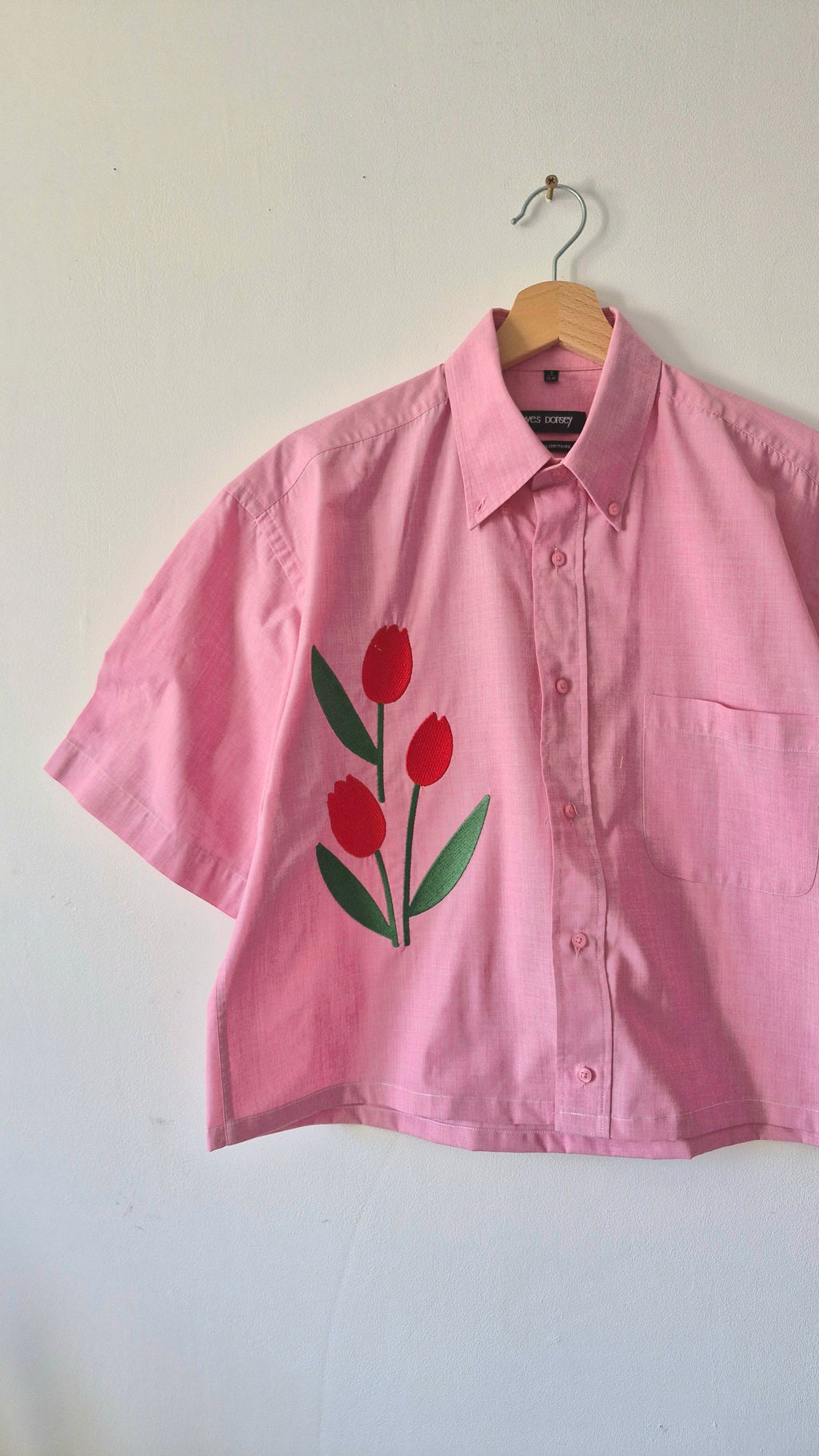 chemise rose tulipes