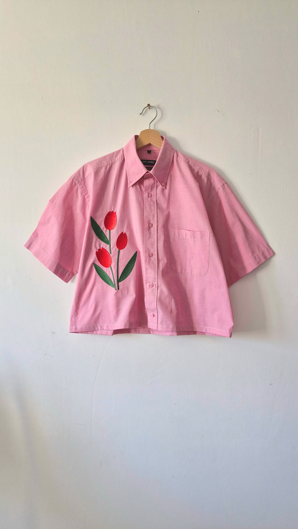 chemise rose tulipes