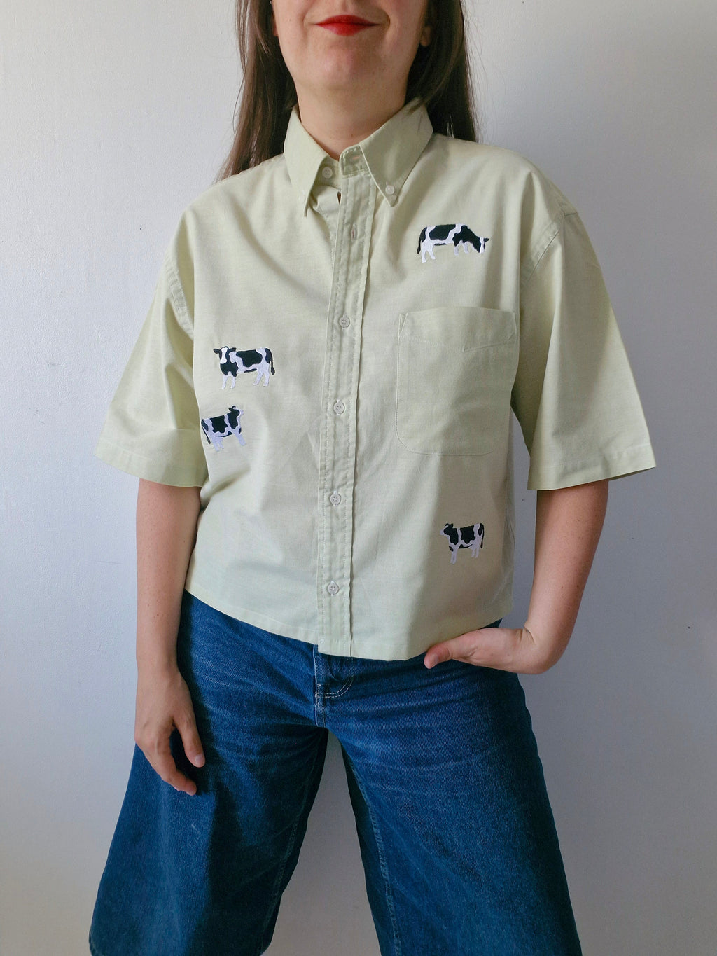 chemise vaches & vert anis