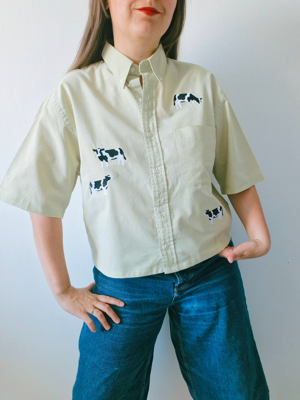 chemise vaches & vert anis