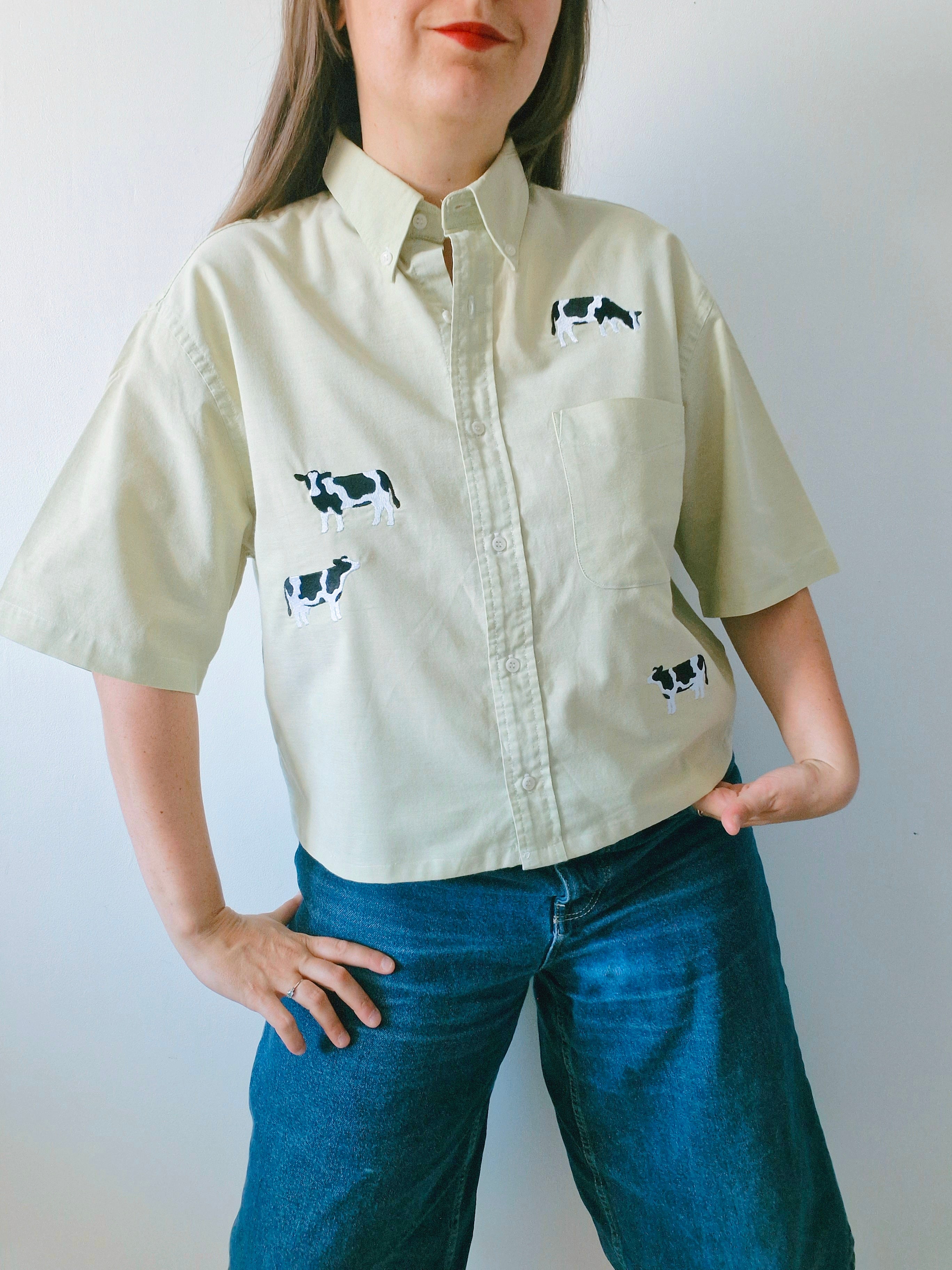 chemise vaches & vert anis