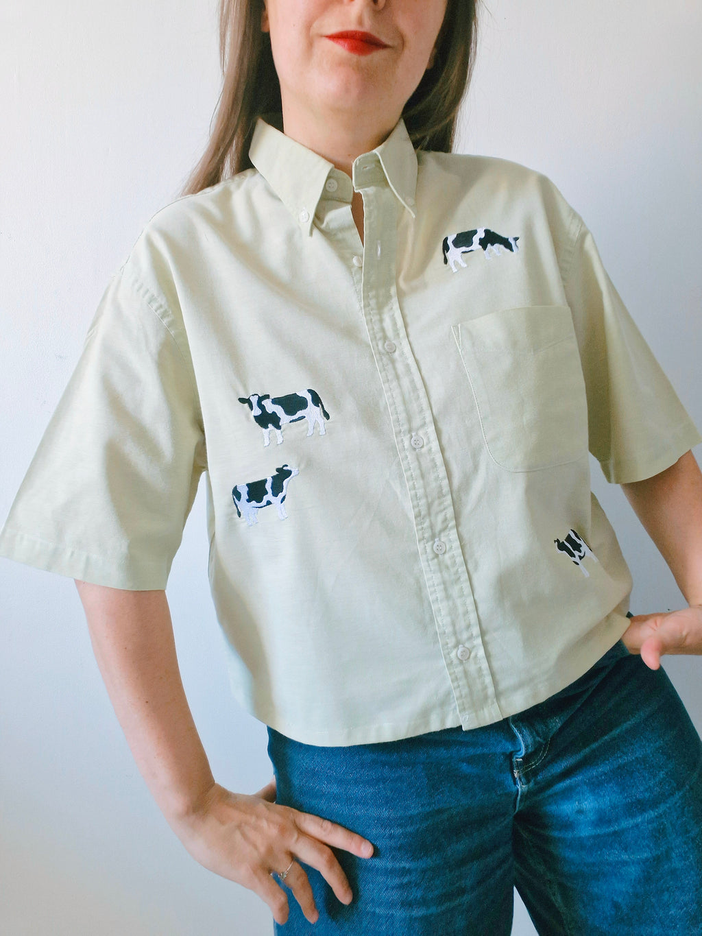 chemise vaches & vert anis