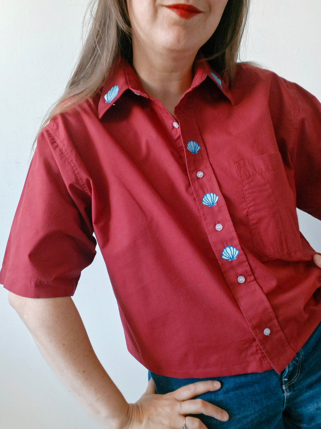 chemise coquillage rouge
