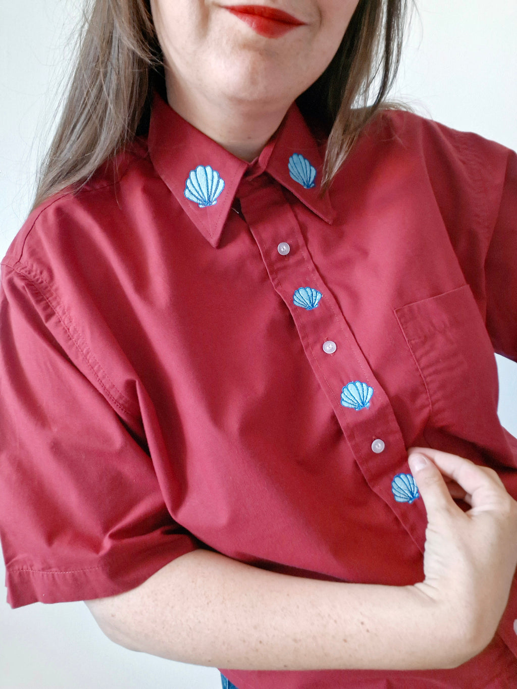 chemise coquillage rouge