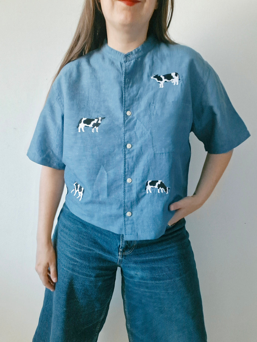 chemise vache bleue