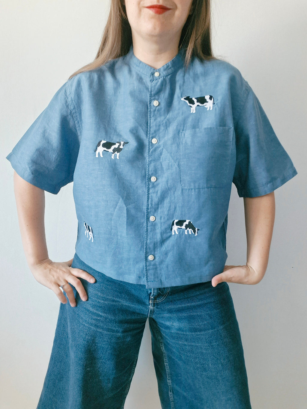 chemise vache bleue