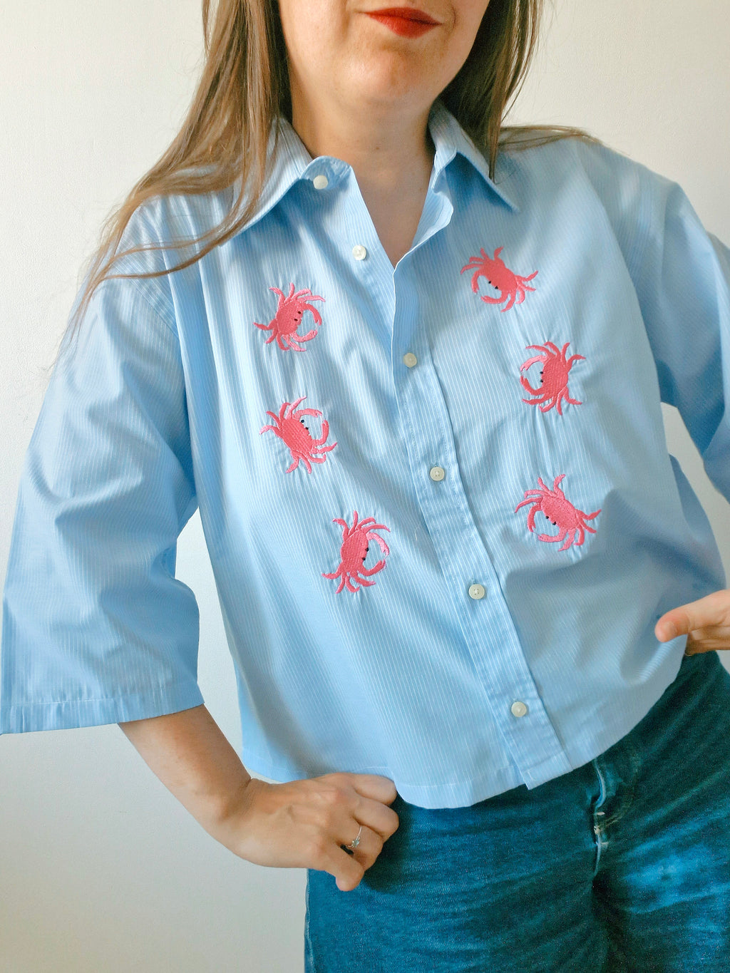 chemise crabe rose