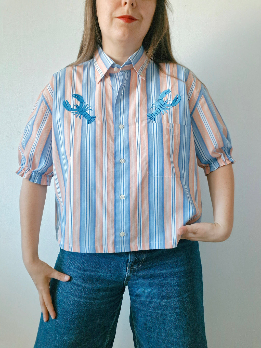 chemise homard bleu