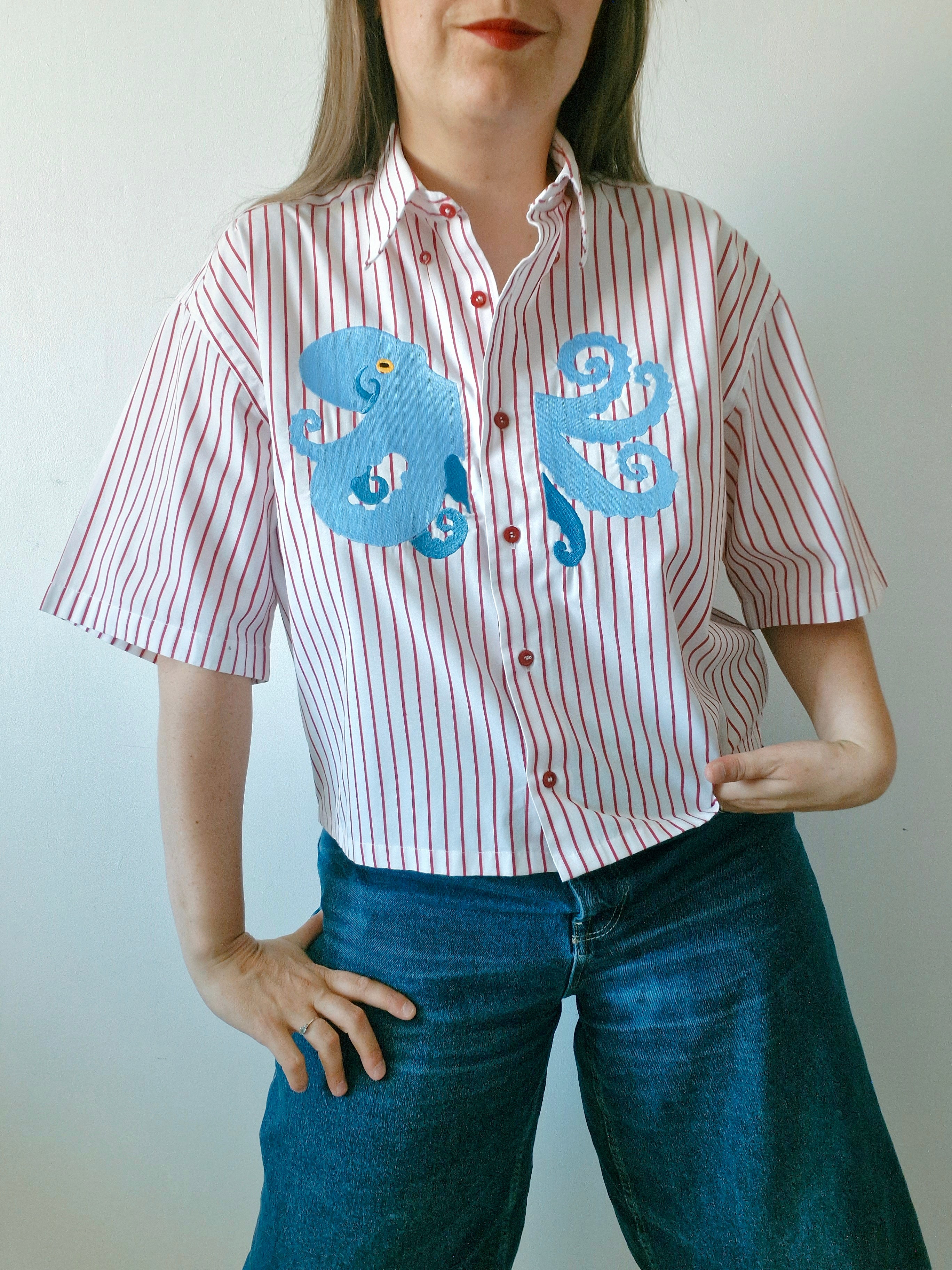 chemise pieuvre rayé