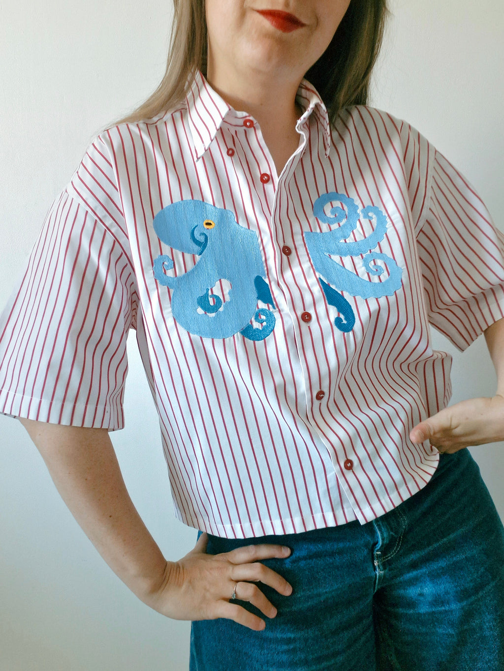 chemise pieuvre rayé