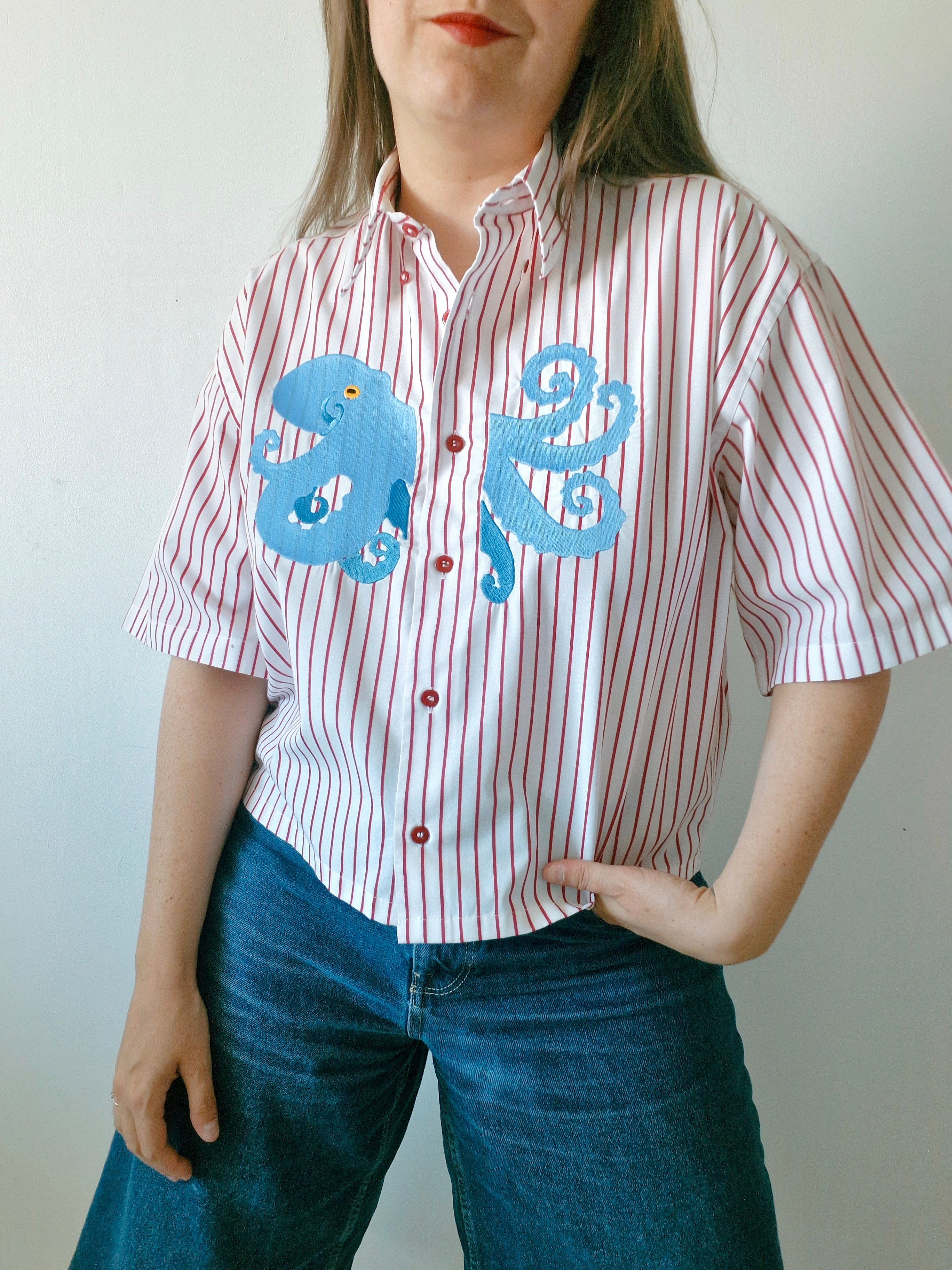 chemise pieuvre rayé