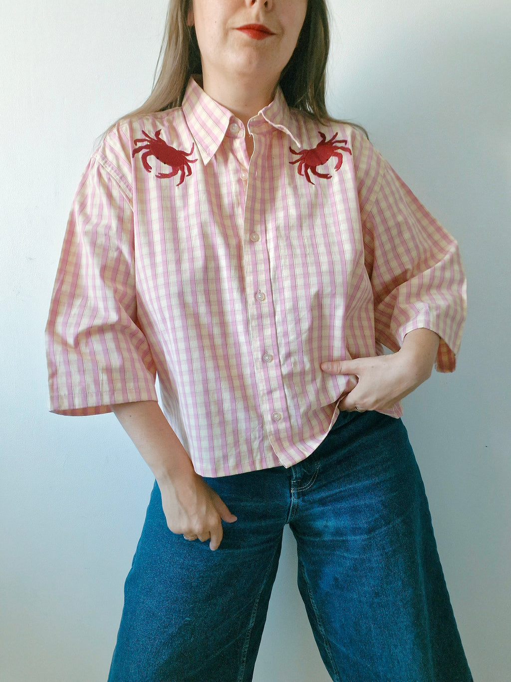 chemise rose crabe
