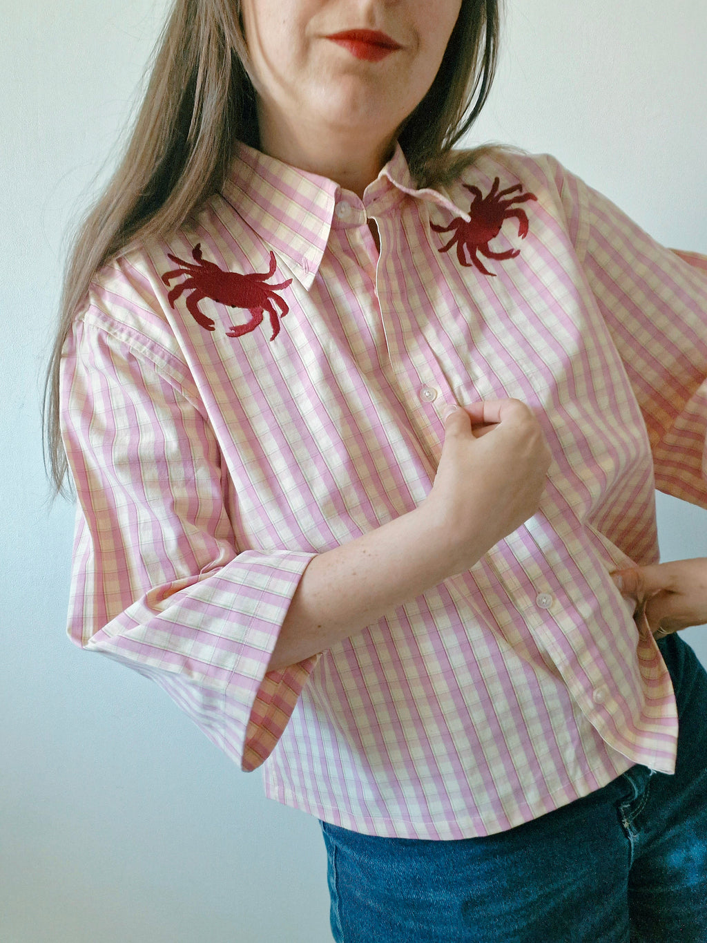 chemise rose crabe