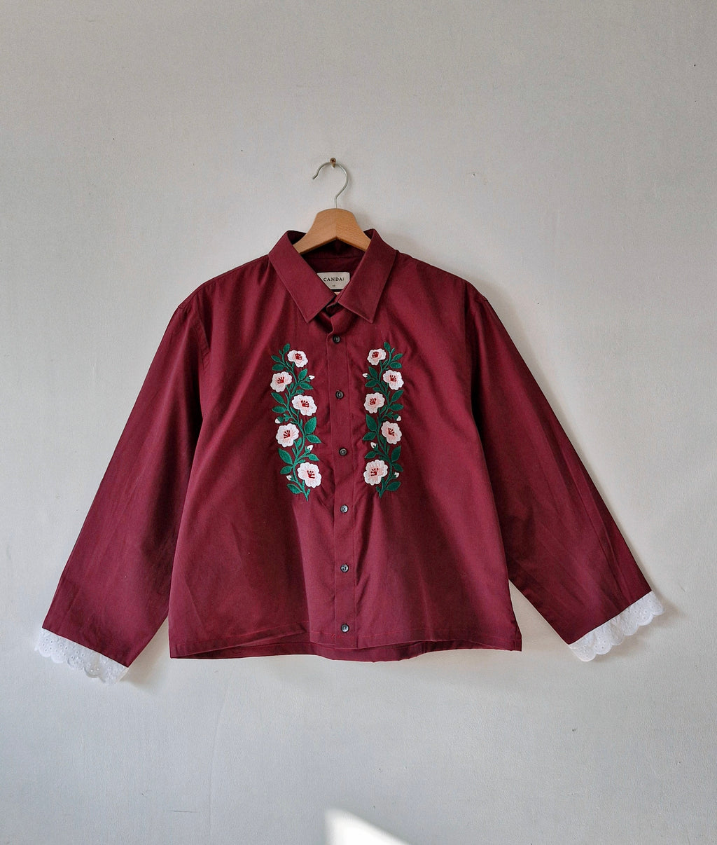 chemise bordeau & fleurs hongroises