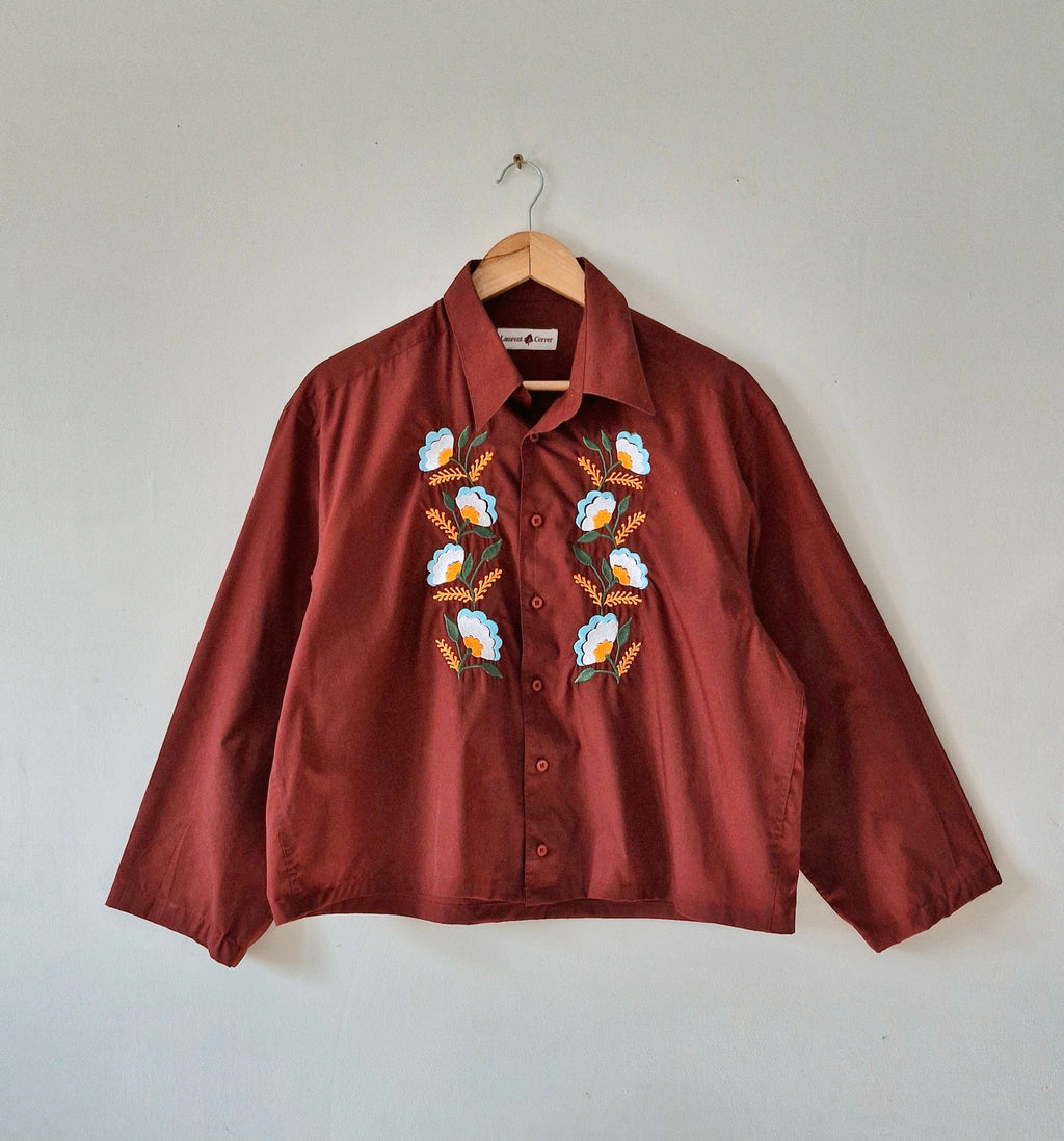Chemise fleurs dorées