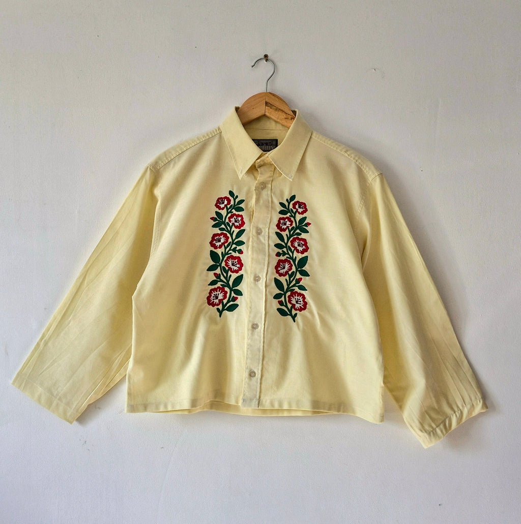 Chemise jaune beurre & Broderie hongroise
