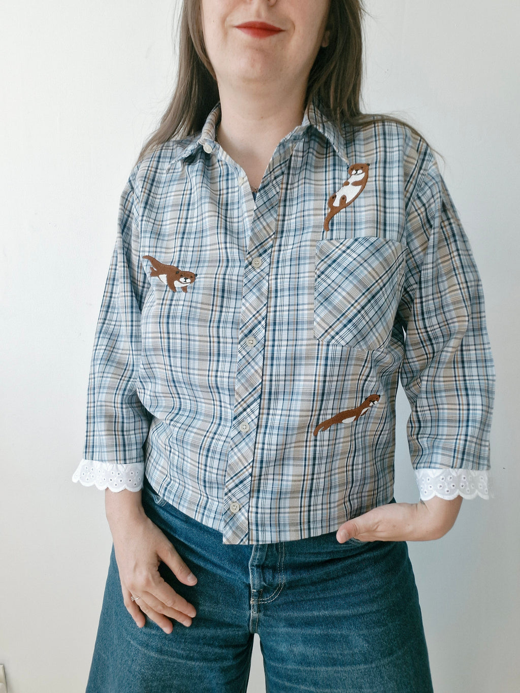 chemise bleu loutre de rivière