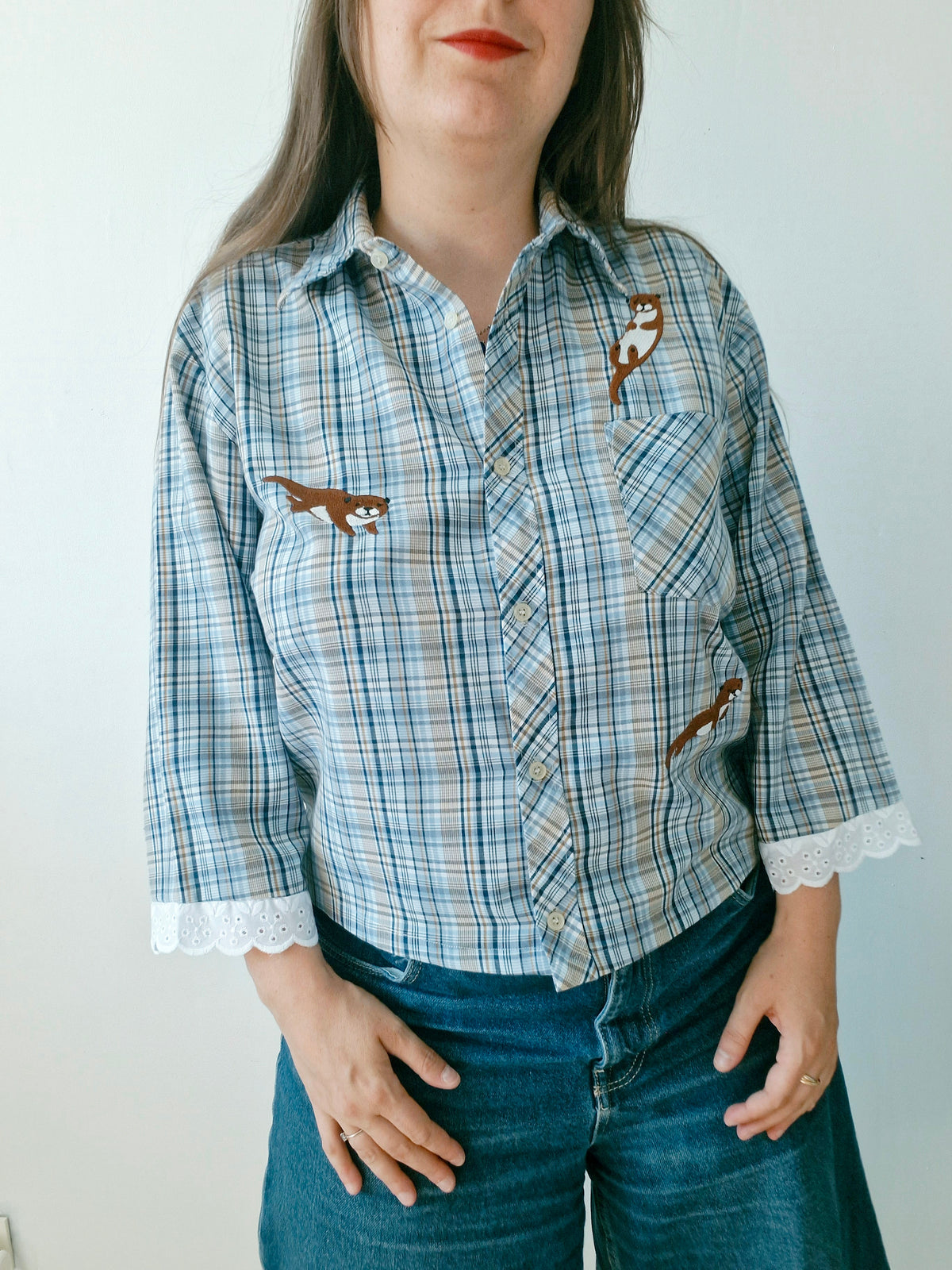 chemise bleu loutre de rivière