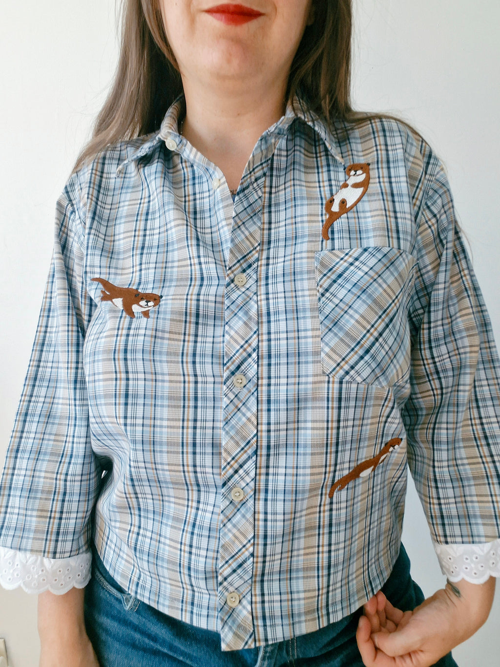chemise bleu loutre de rivière