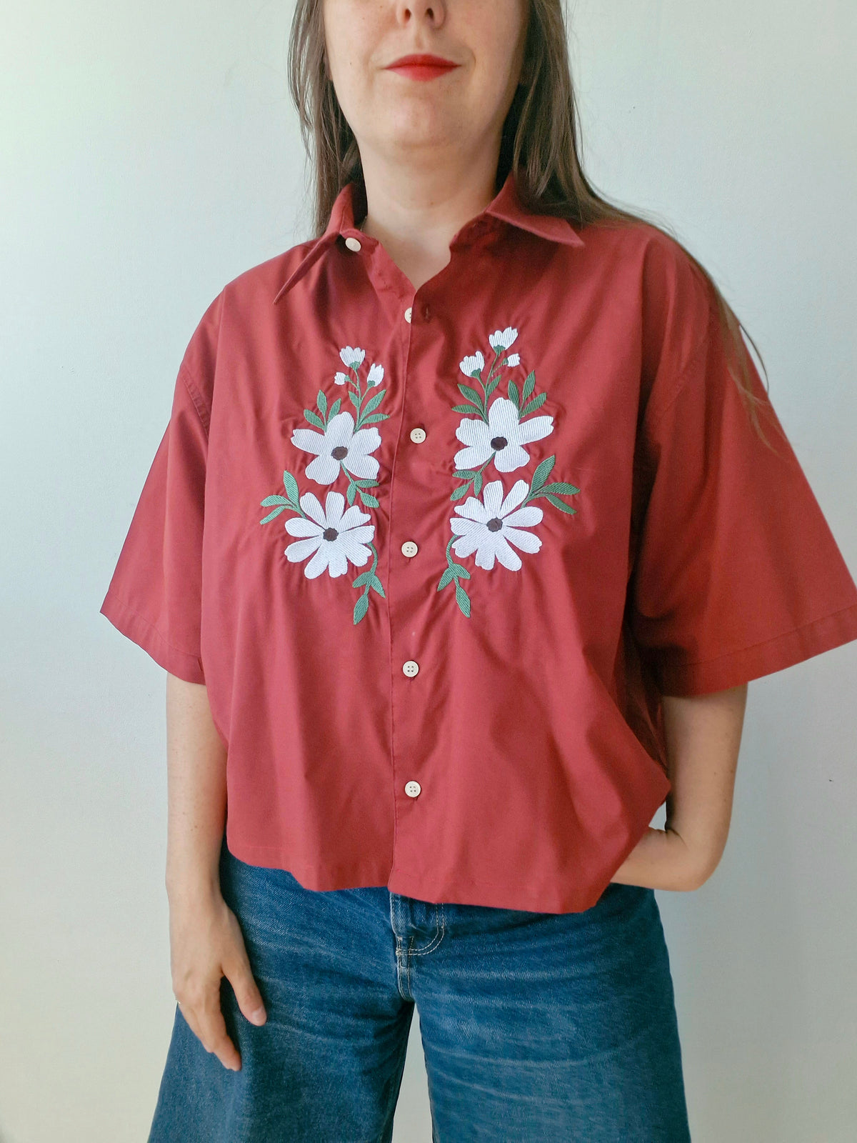 Chemise Rouge & fleurs