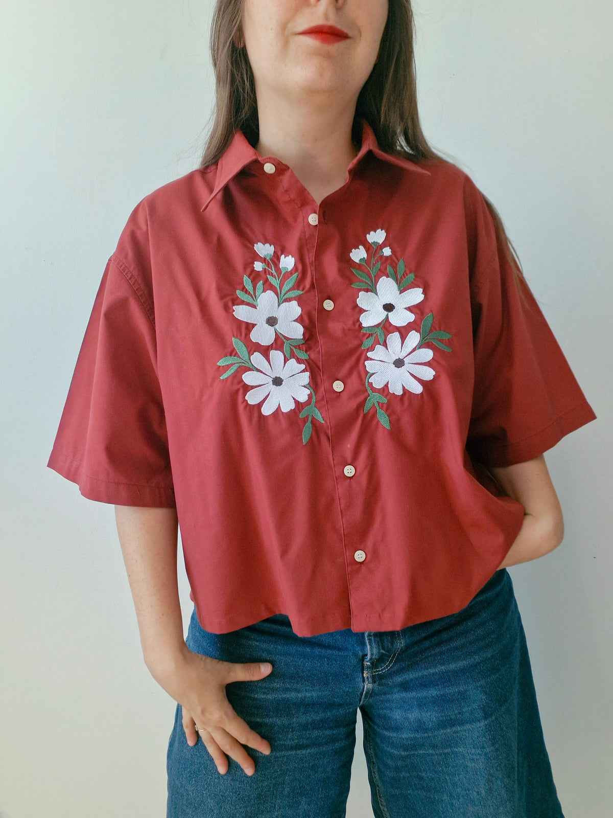Chemise Rouge & fleurs