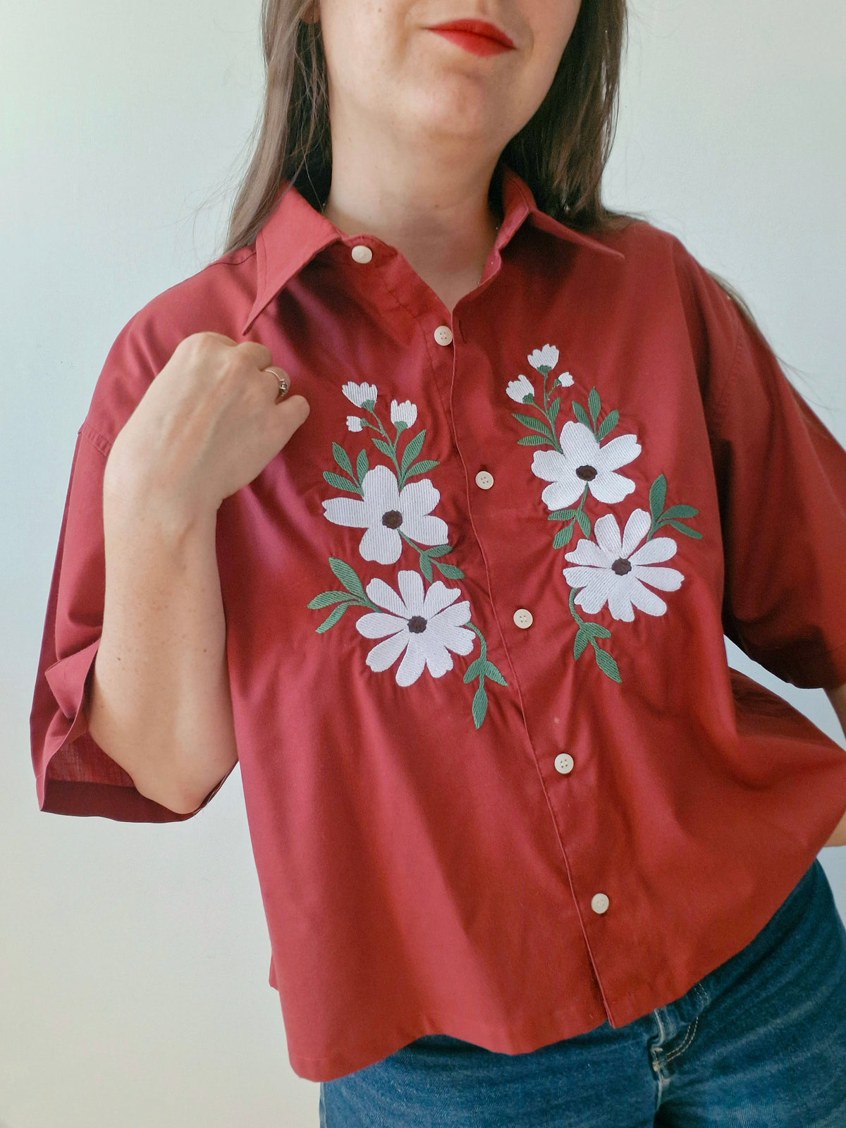 Chemise Rouge & fleurs