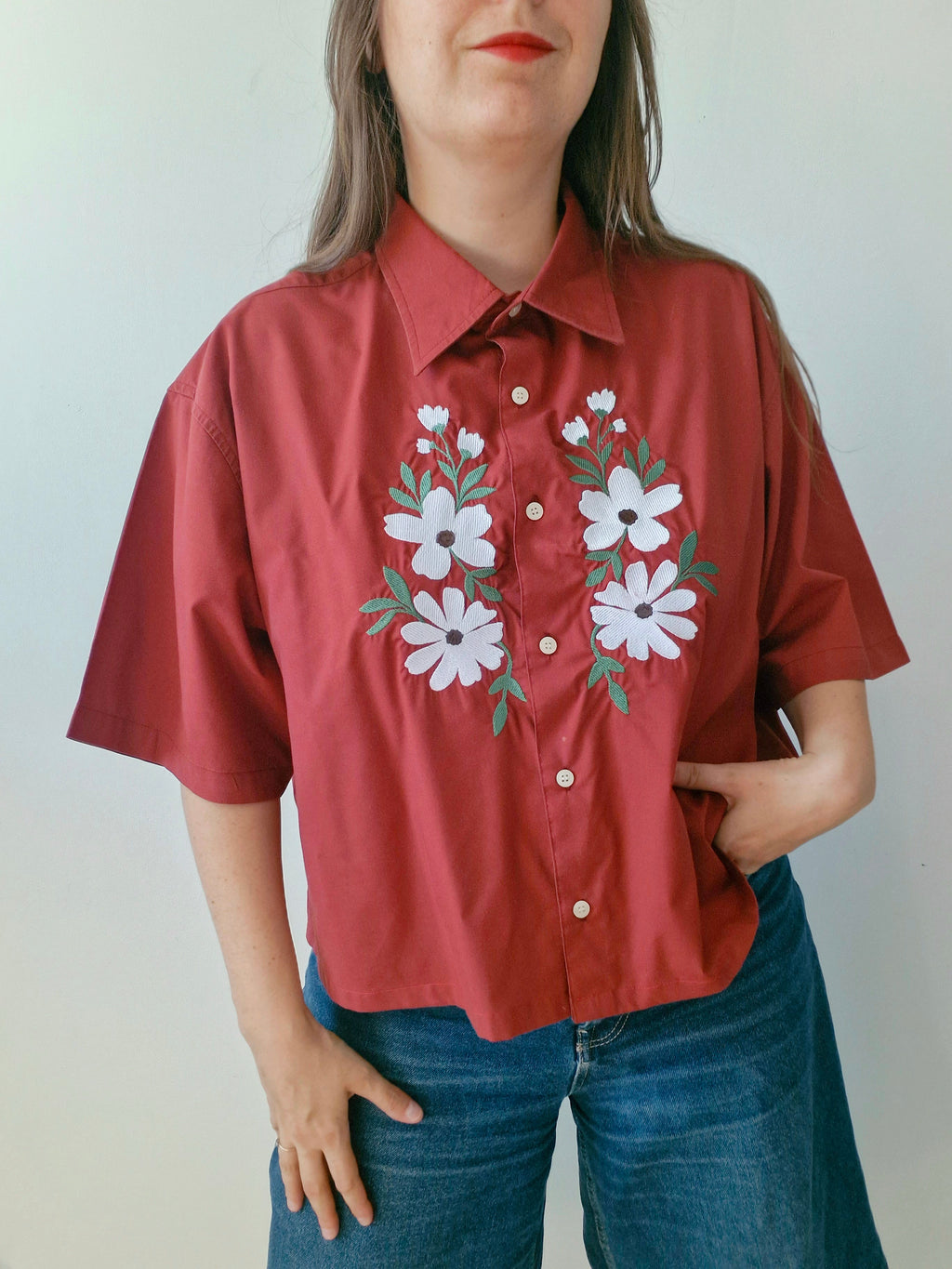 Chemise Rouge & fleurs