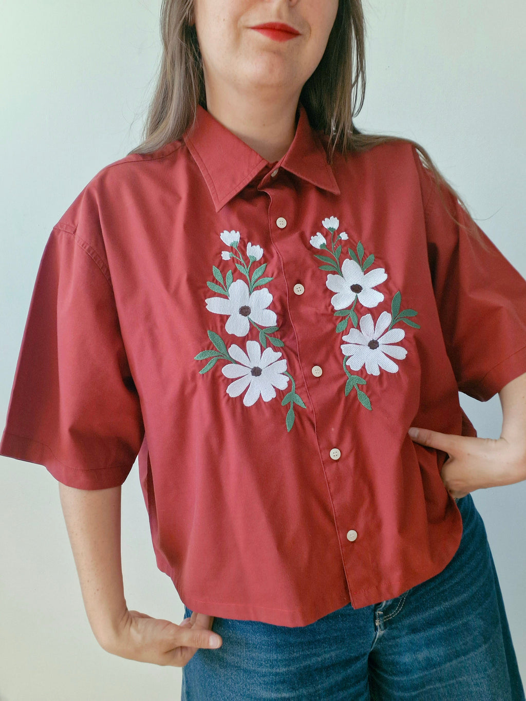 Chemise Rouge & fleurs