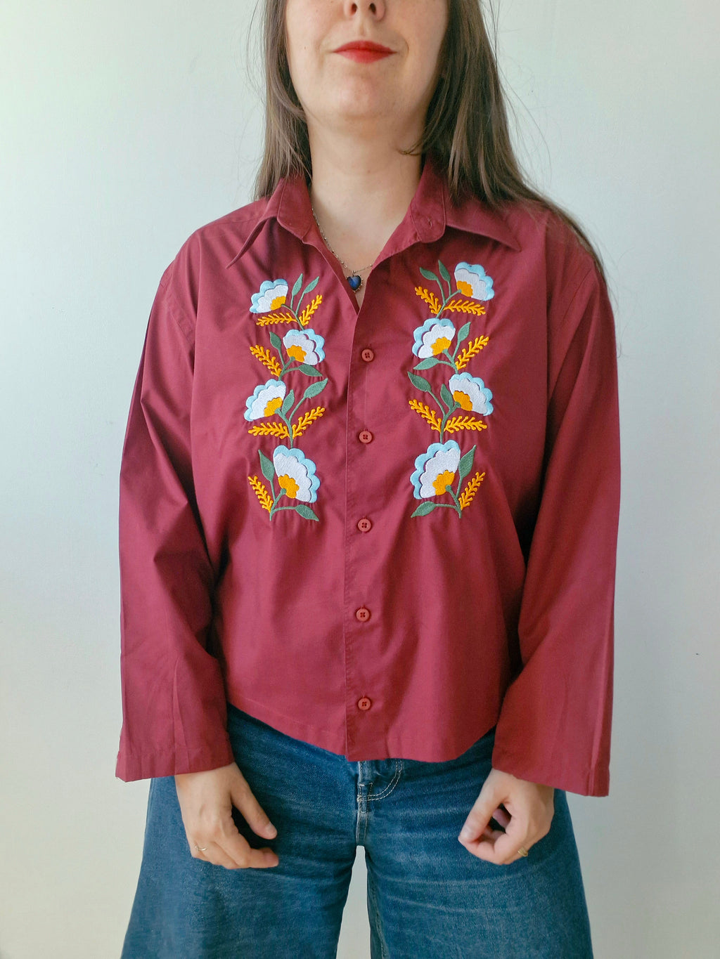 Chemise fleurs dorées