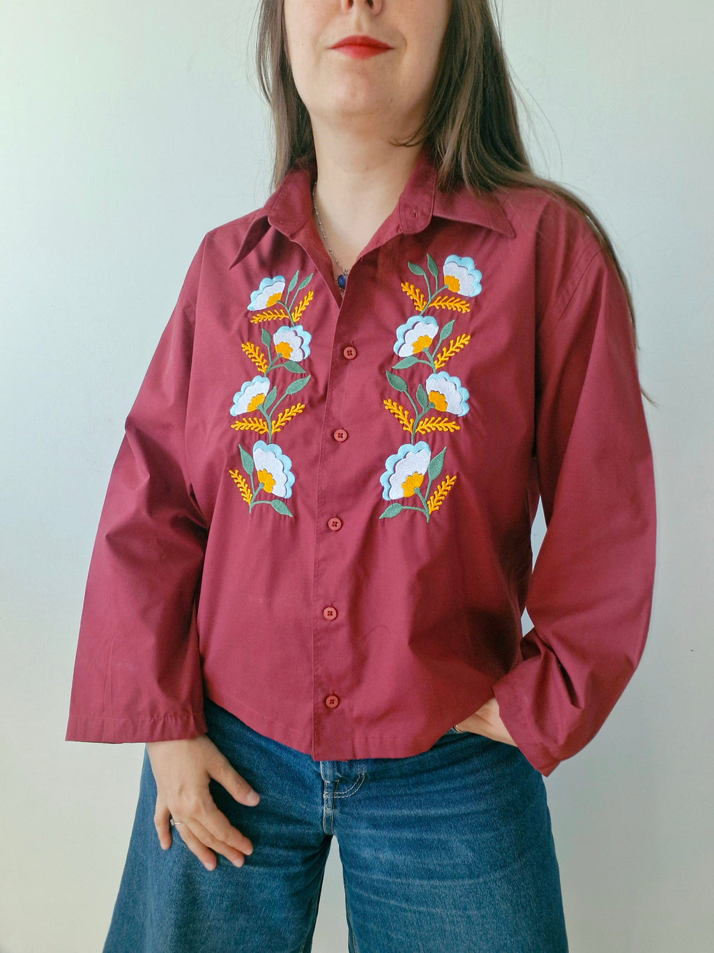 Chemise fleurs dorées