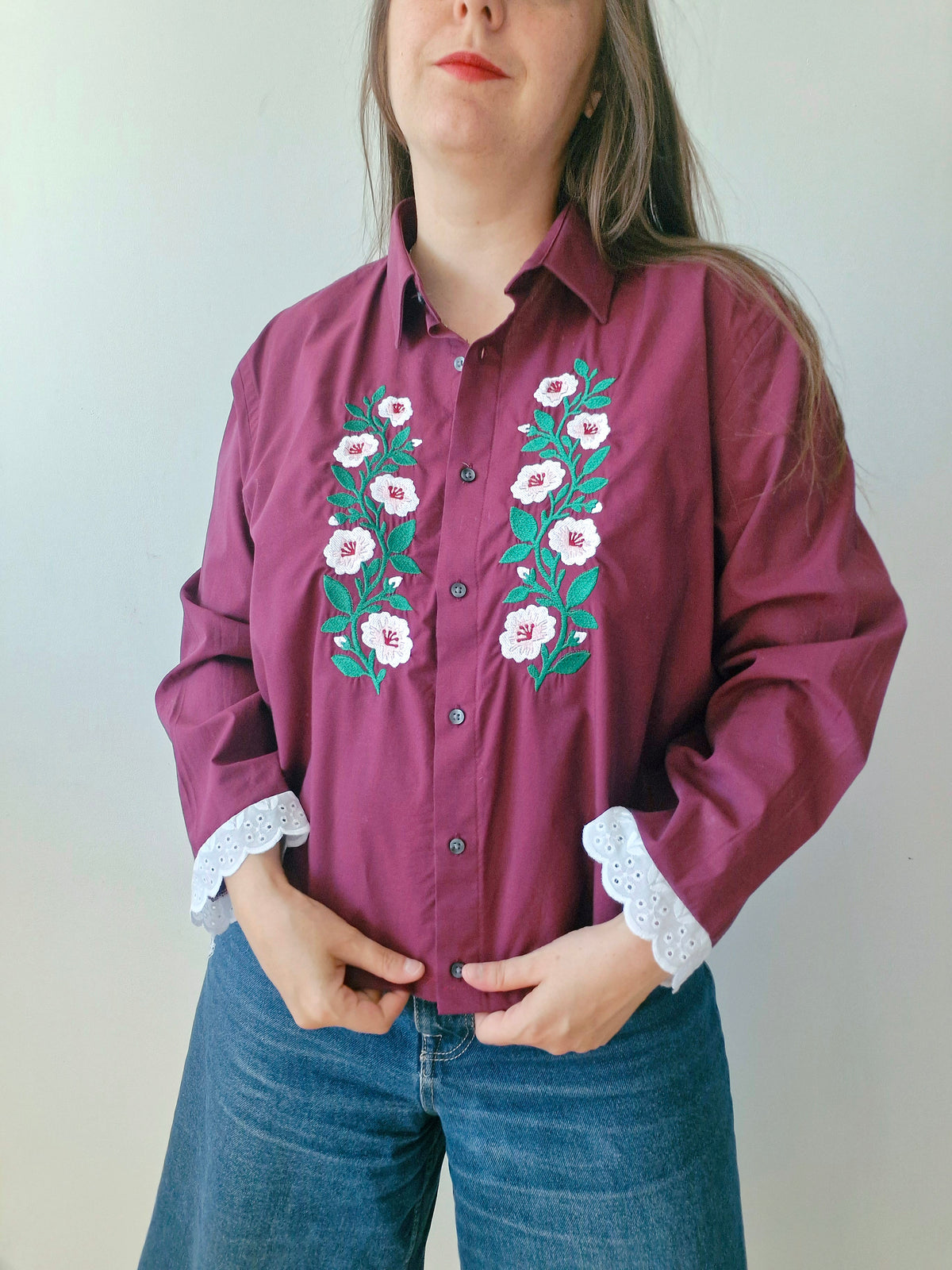 chemise bordeau & fleurs hongroises
