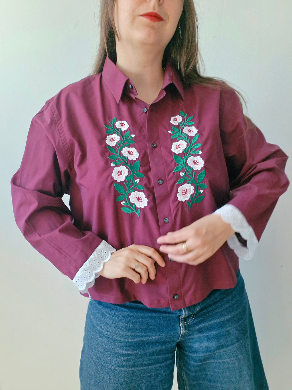 chemise bordeau & fleurs hongroises