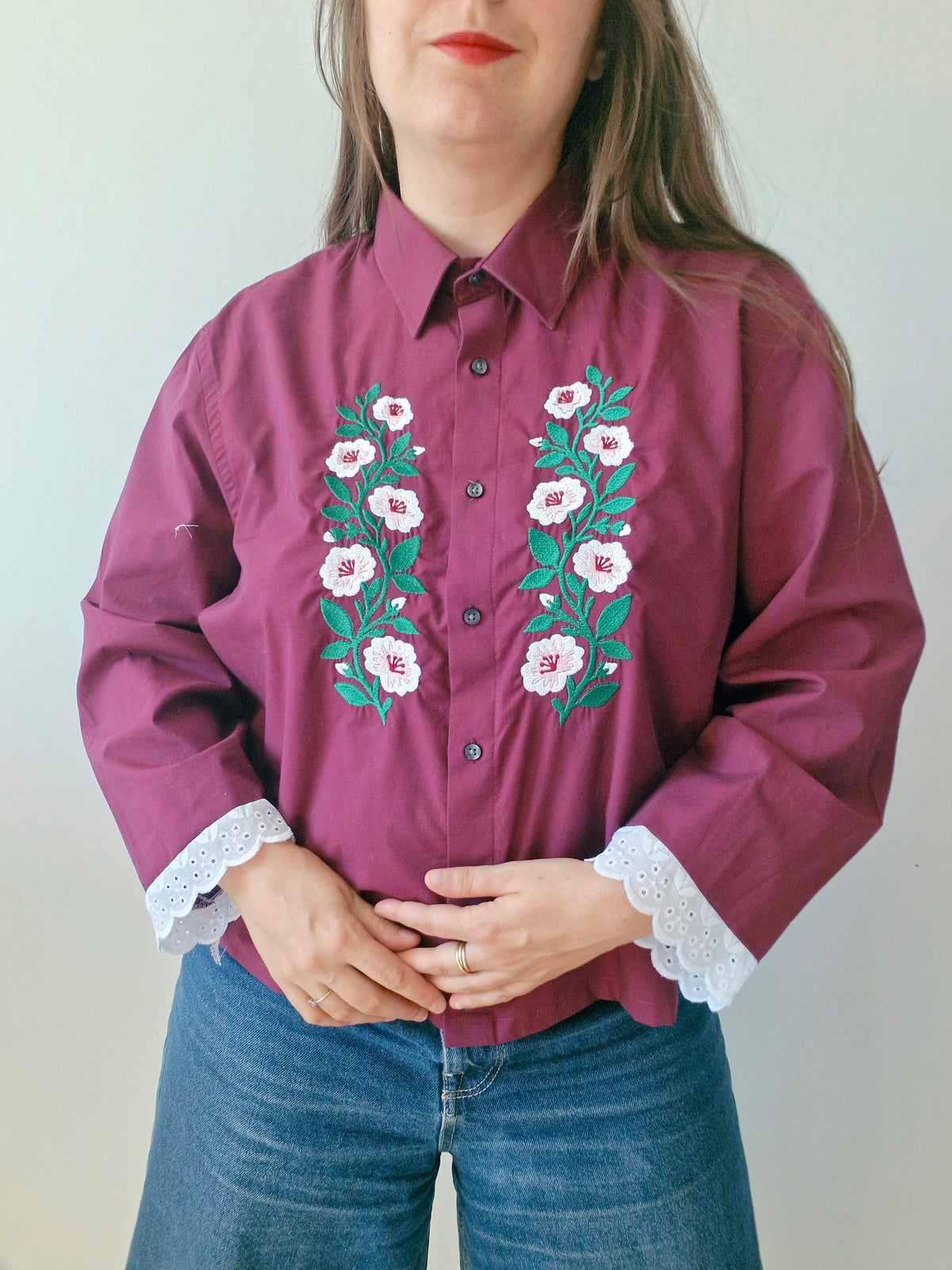 chemise bordeau & fleurs hongroises