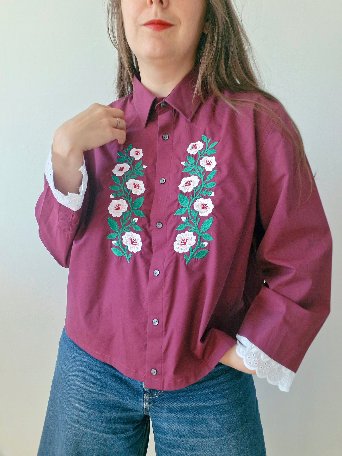 chemise bordeau & fleurs hongroises