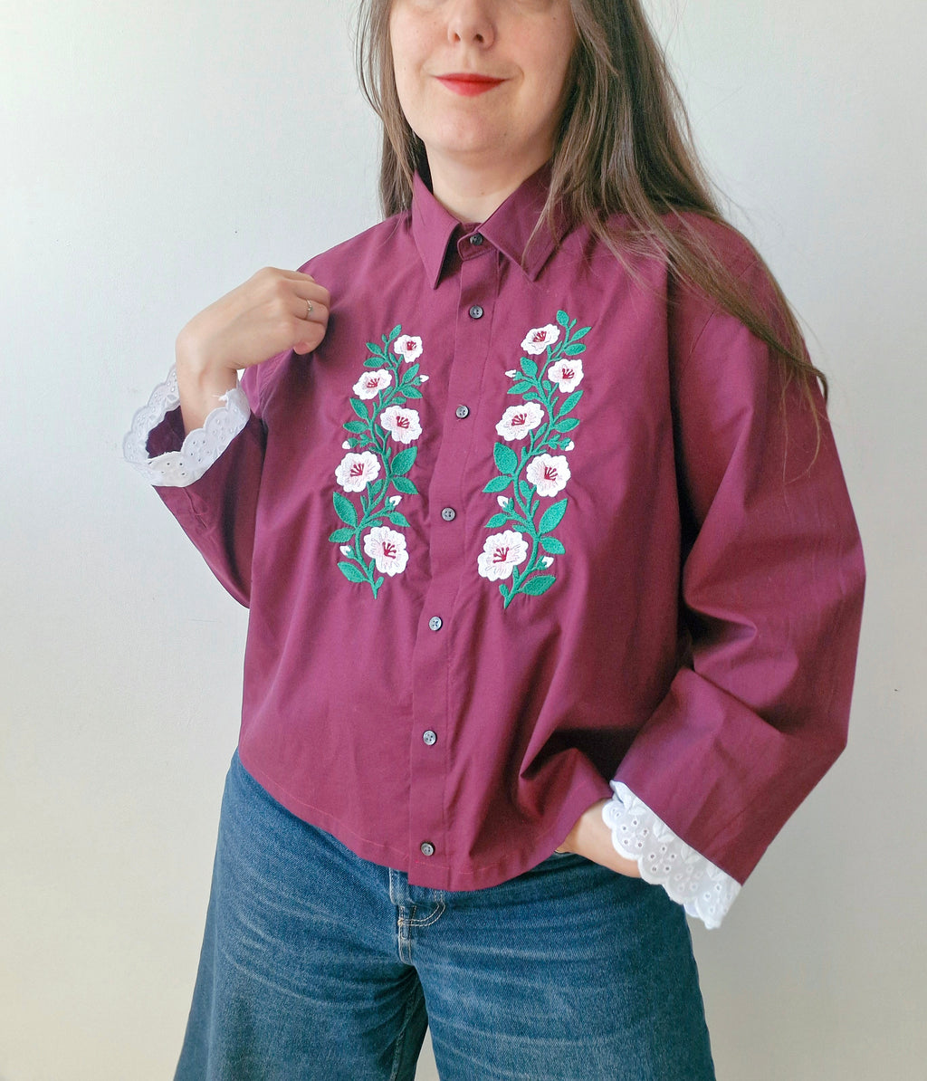 chemise bordeau & fleurs hongroises