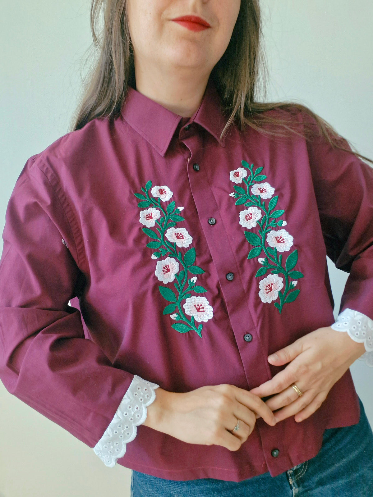 chemise bordeau & fleurs hongroises