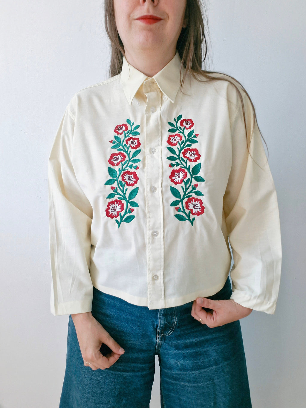 Chemise jaune beurre & Broderie hongroise