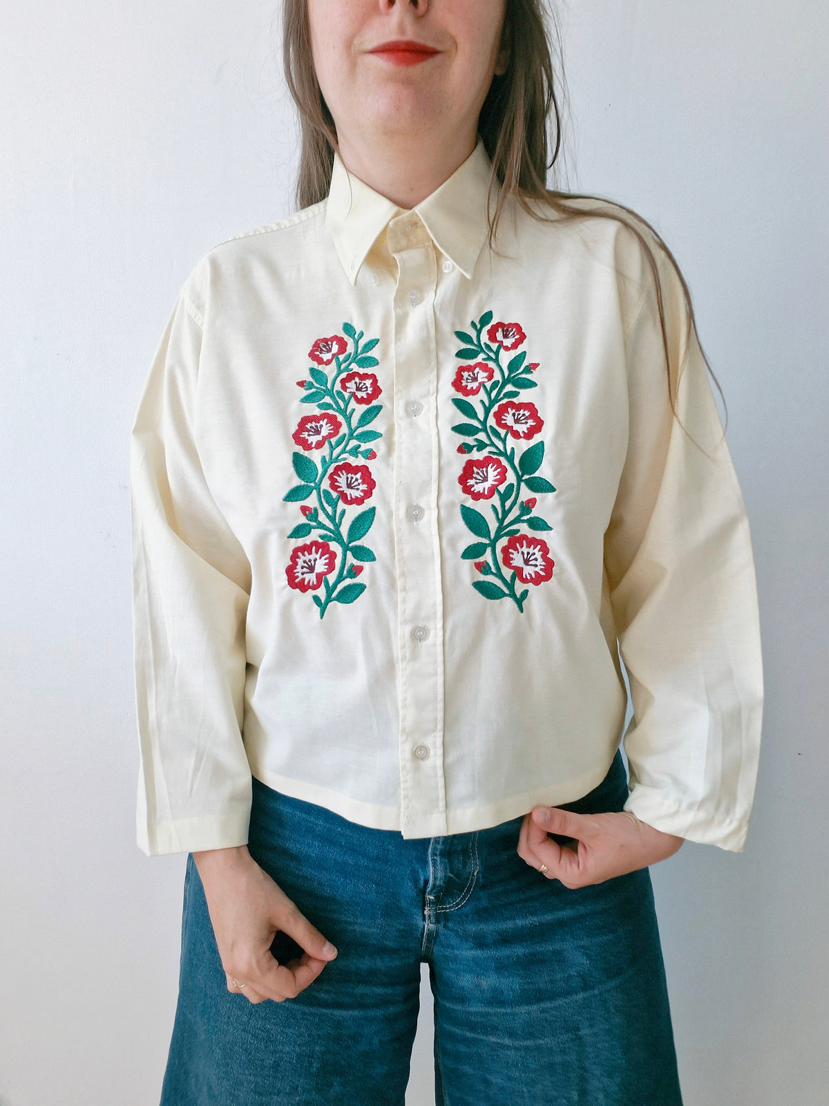 Chemise jaune beurre & Broderie hongroise