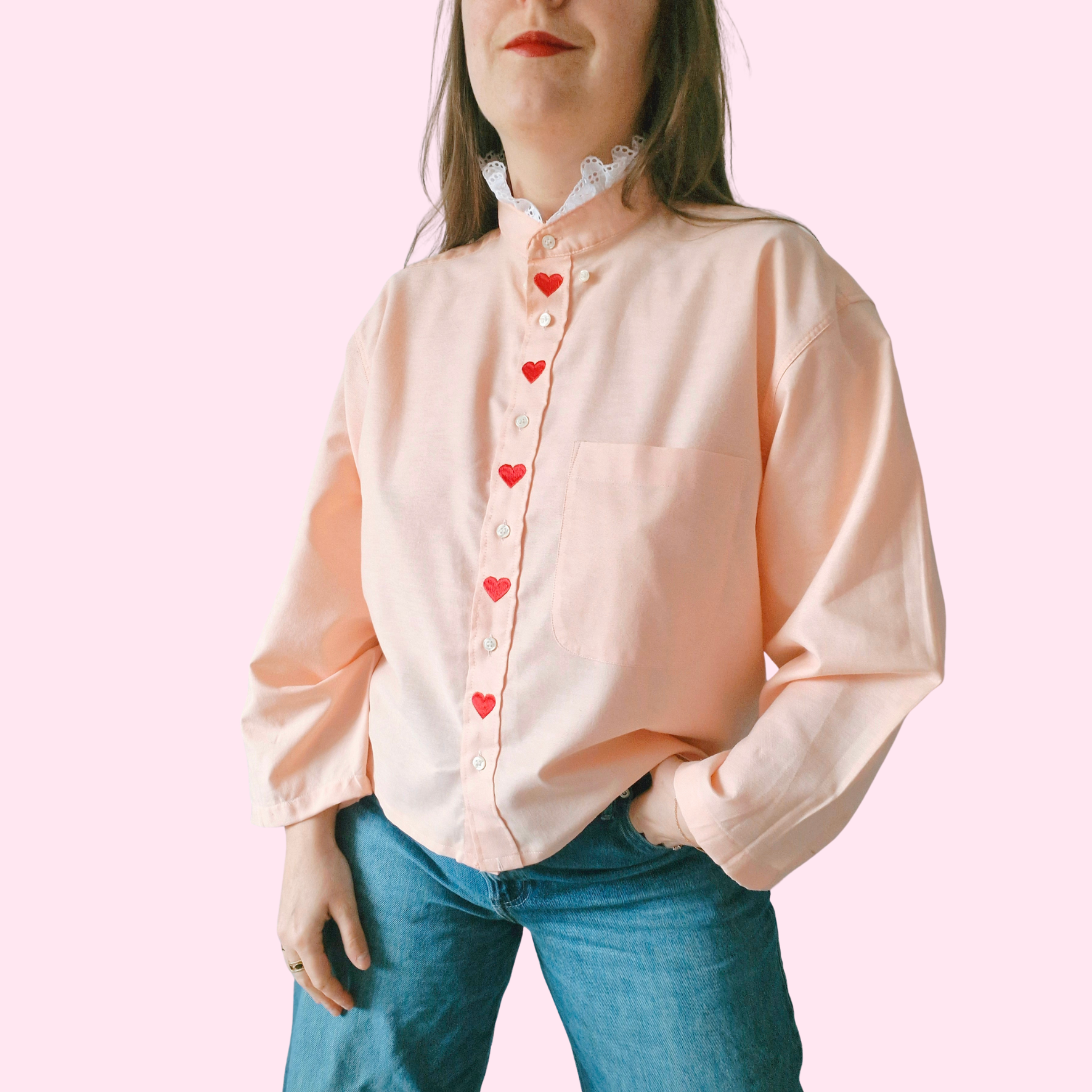Chemise création - Coeur col montant